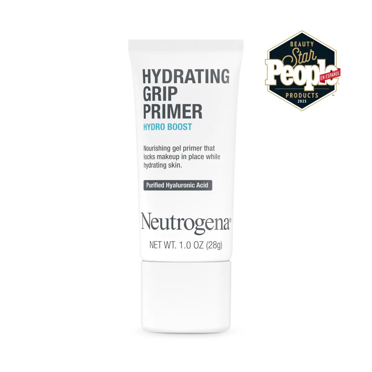 Neutrogena Hydro Boost Hydrating Grip Primer, 1.0 Oz, front of pack with Star People products award seal