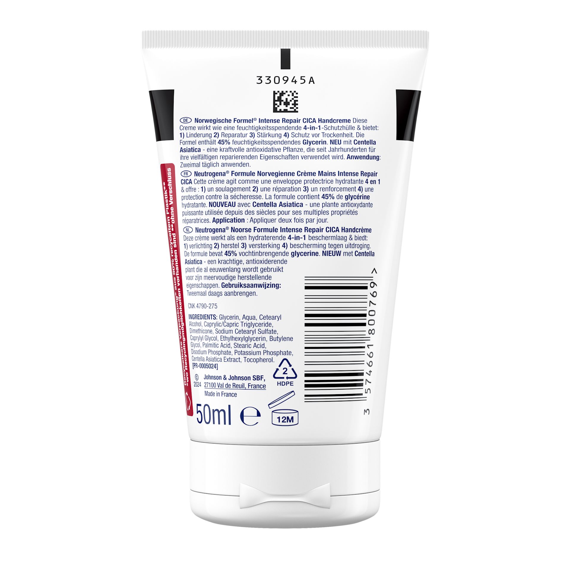 Neutrogena Intense Repair CICA Handcreme Packshot von hinten