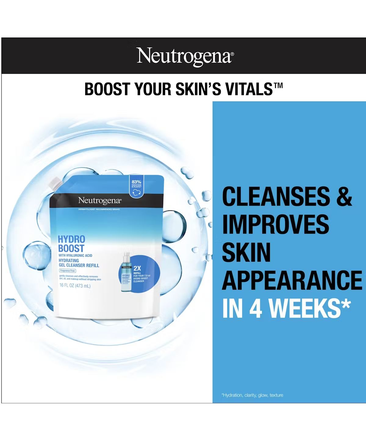 Neutrogena Neutrogena Hydro Boost Cleansing Gel, Fragrance Free, Refill Pouch