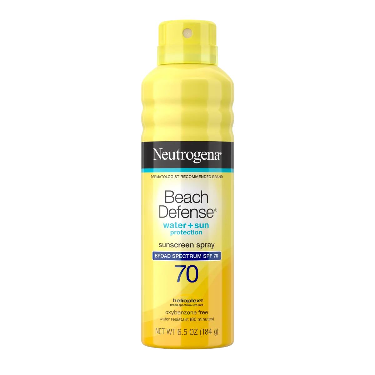 Neutrogena Beach Defense® Water + Sun Protection Sunscreen Spray Broad Spectrum SPF 70, front of the package