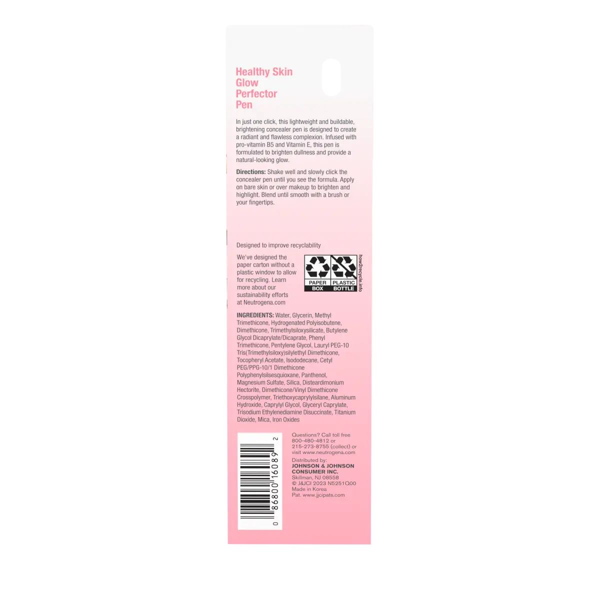 Neutrogena® Healthy Skin Glow Perfector Pen - Light (10) Back of pack