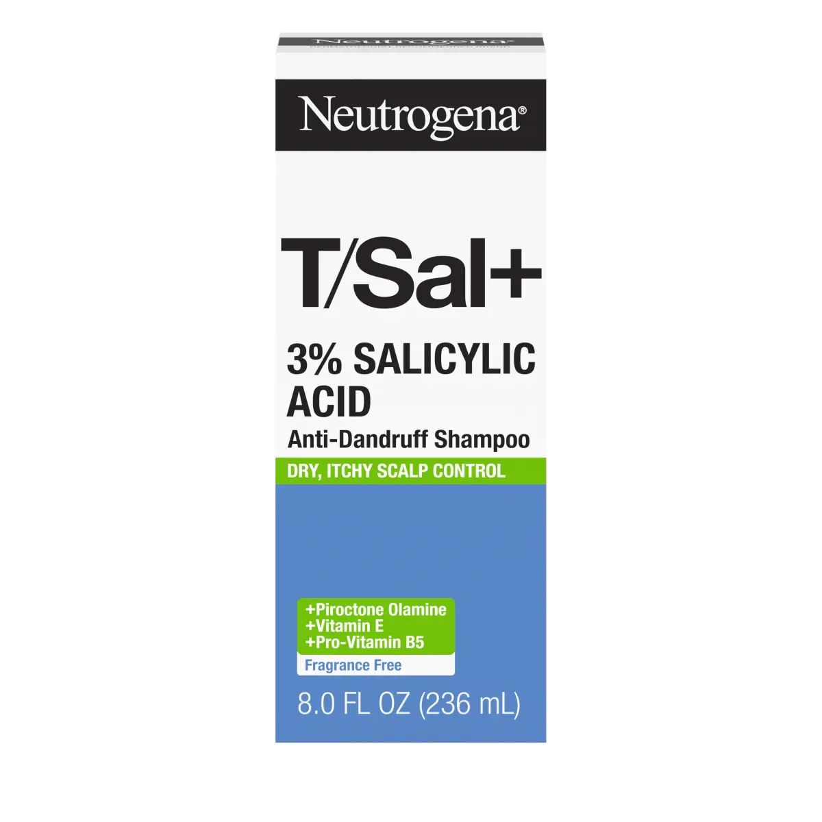 Neutrogena T/Sal+ 3% Salicylic Acid Anti-Dandruff Shampoo, 8fl oz Front of Packaging