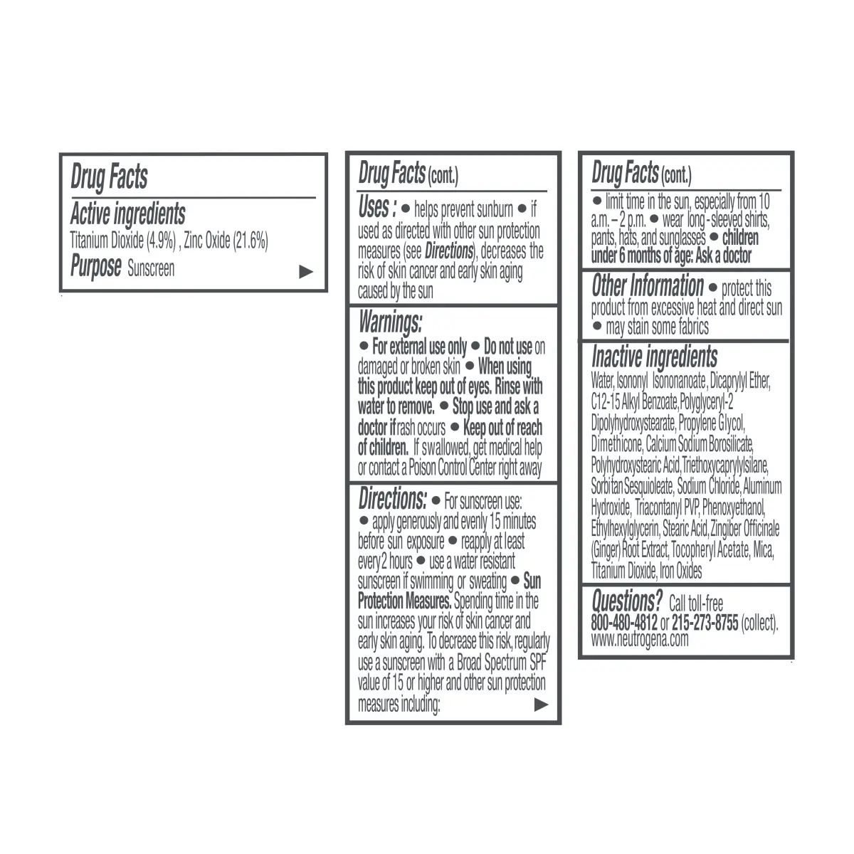 Drug facts label shows Healthy Skin Invisibly Radiant UV Primer SPF 30 ingredients, warnings and other information