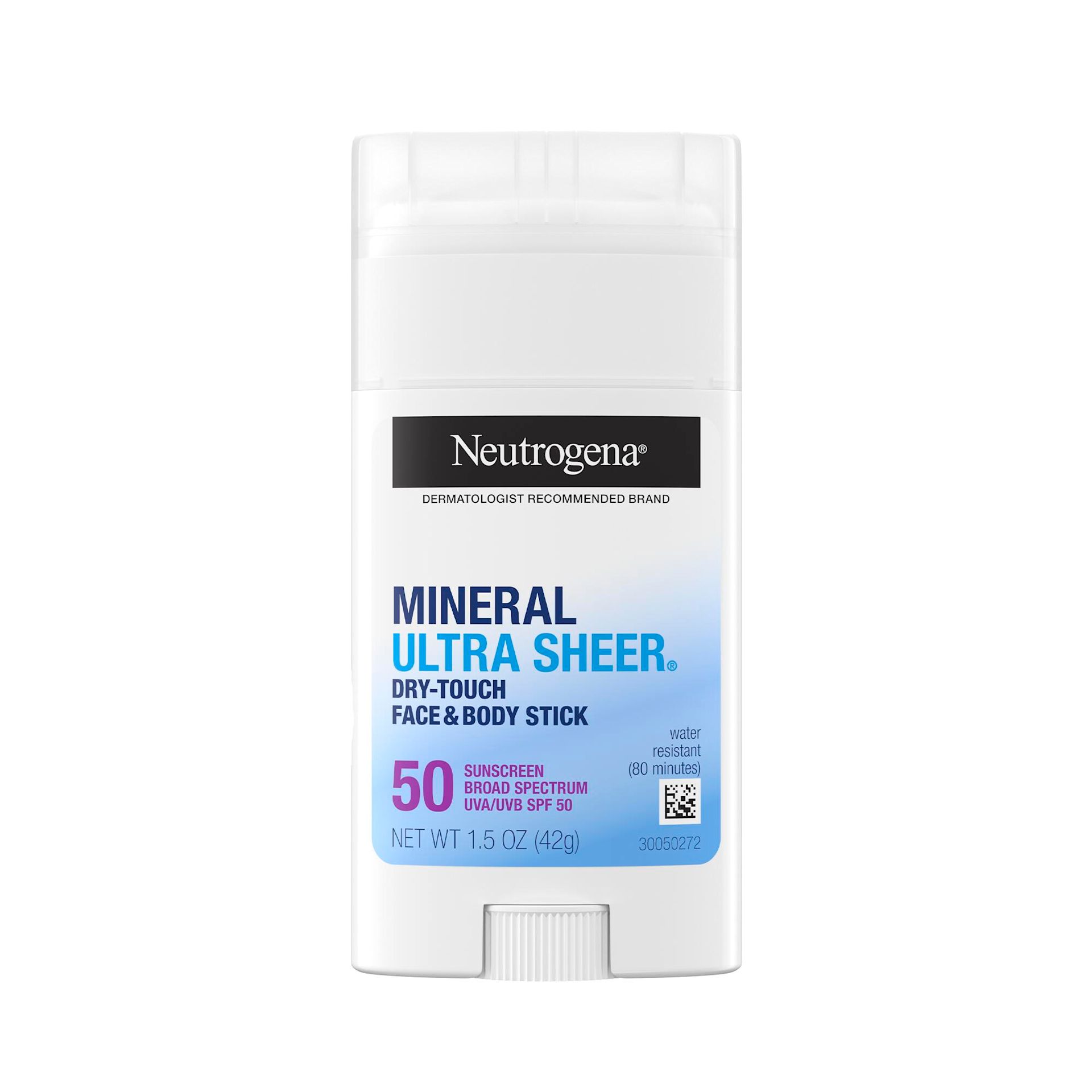 Protector solar facial y corporal Mineral en barra FPS 50 Neutrogena Ultra Sheer 42 g