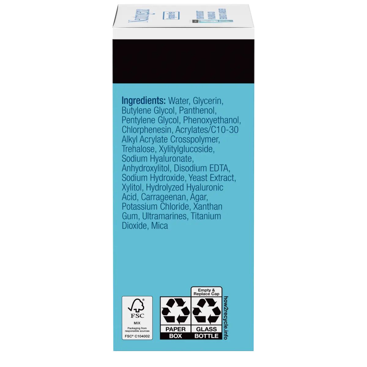 Neutrogena® Hydro Boost Hyaluronic Acid Serum Back of pack