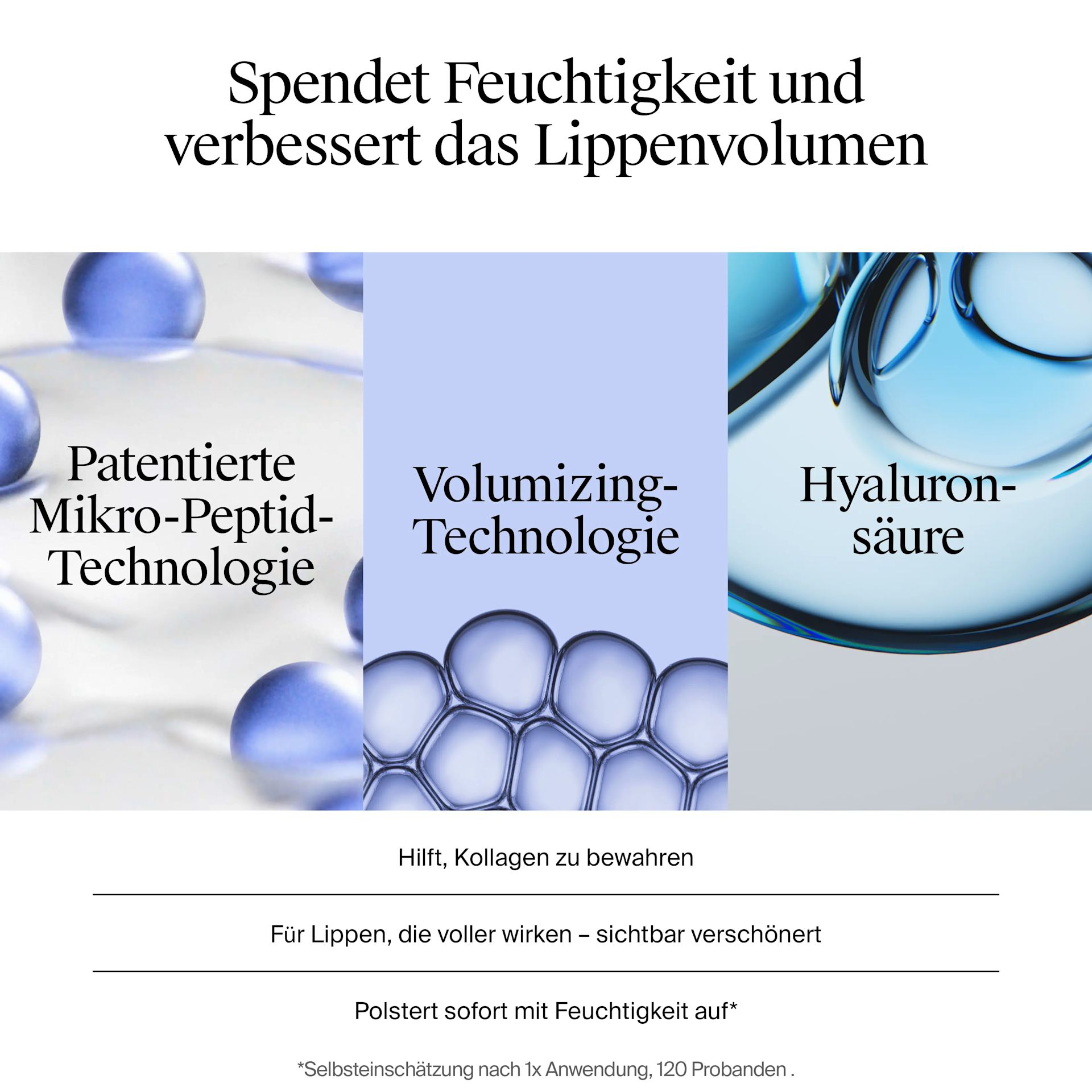 Spendet Feuchtigkeit und verbessert das Lippenvolumen​  ​