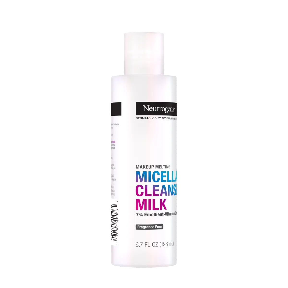 Neutrogena® Makeup Melting Micellar Milk, Makeup Remover, side of the pack