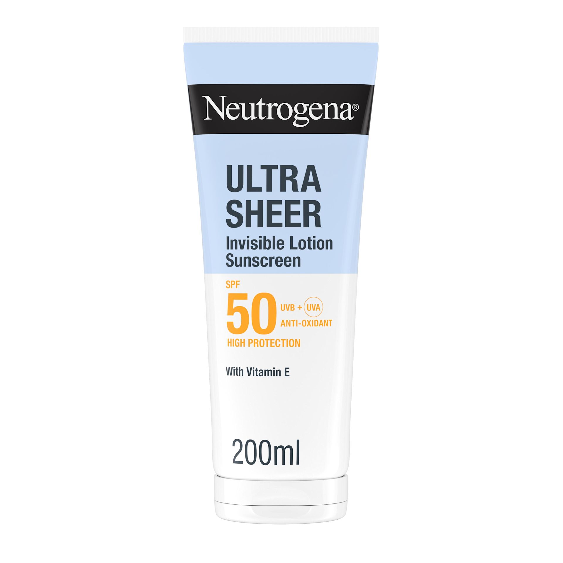 Neutrogena® Ultra Sheer Invisible Hydrating Lotion Sunscreen SPF50 - font