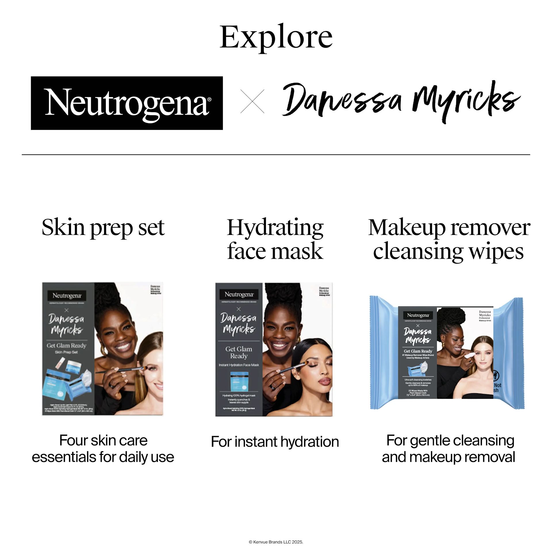 6816472 Carousel5 Neutrogena X Danessa Myricks, skin prep set, Hydrating face mask, makeup remove cleansing wipes