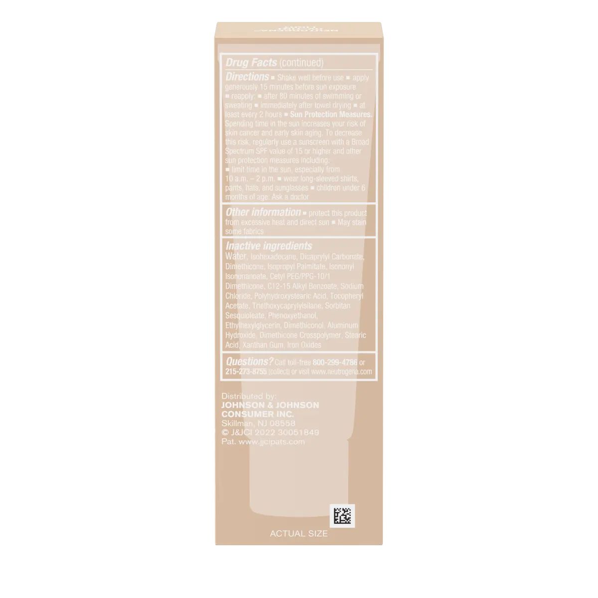 Neutrogena® Purescreen+™ Mineral UV Tint Face Liquid Sunscreen - Light Back of pack