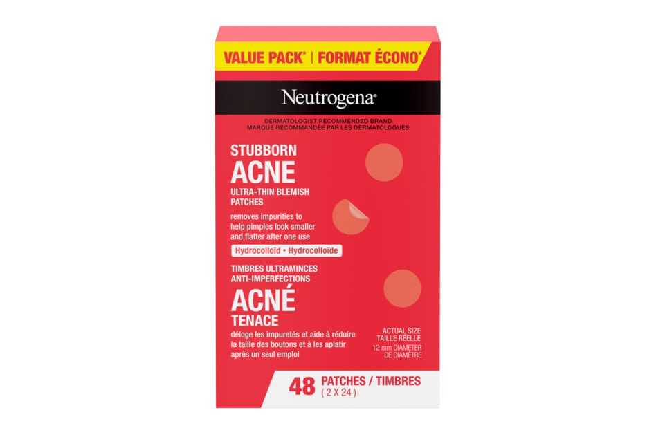 Front shot of Neutrogena® Stubborn Acne Ultra-Thin Blemish Patches - Value Pack, 48 count Front shot of Neutrogena® Stubborn Acne Ultra-Thin Blemish Patches - Value Pack, 48 count