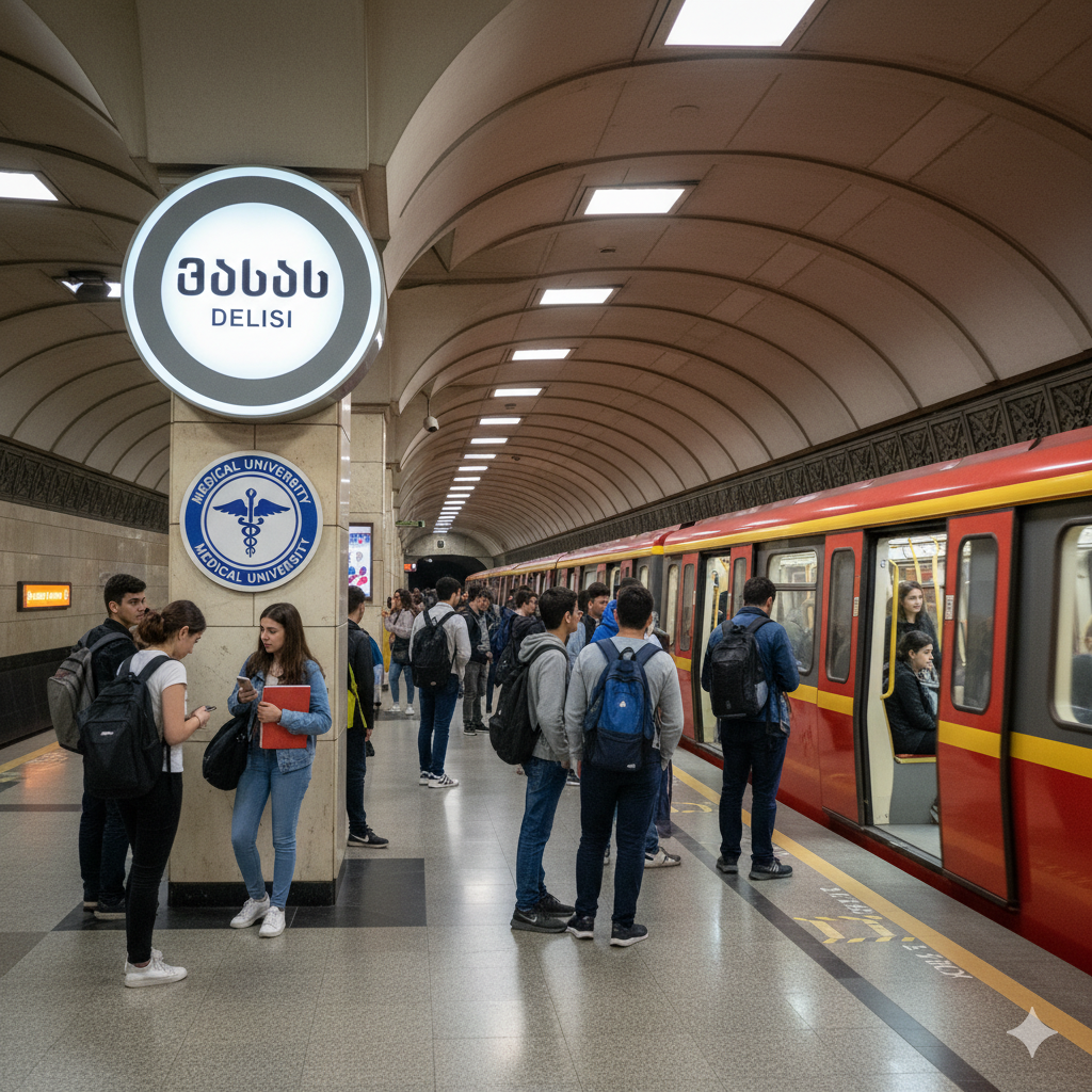 students in the metro of tbilsi