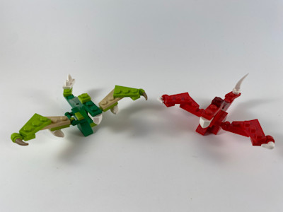 Photograph of LEGO creation "Red and Green Mini-dragons"