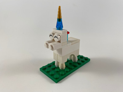 Photograph of LEGO creation "The White Unicorn"