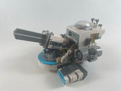 Photograph of LEGO creation "Frosty Railgun Hover Tank"