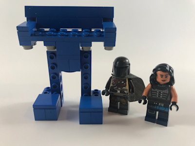 Photograph of LEGO creation "Mando and Cara's Couch Mech"