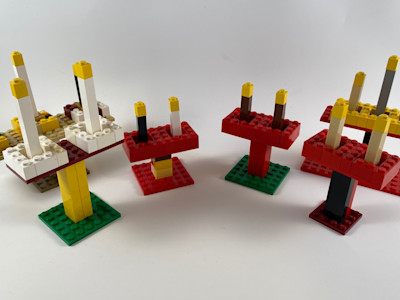 Photograph of LEGO creation "Evelyn Shabbat Candlesticks"