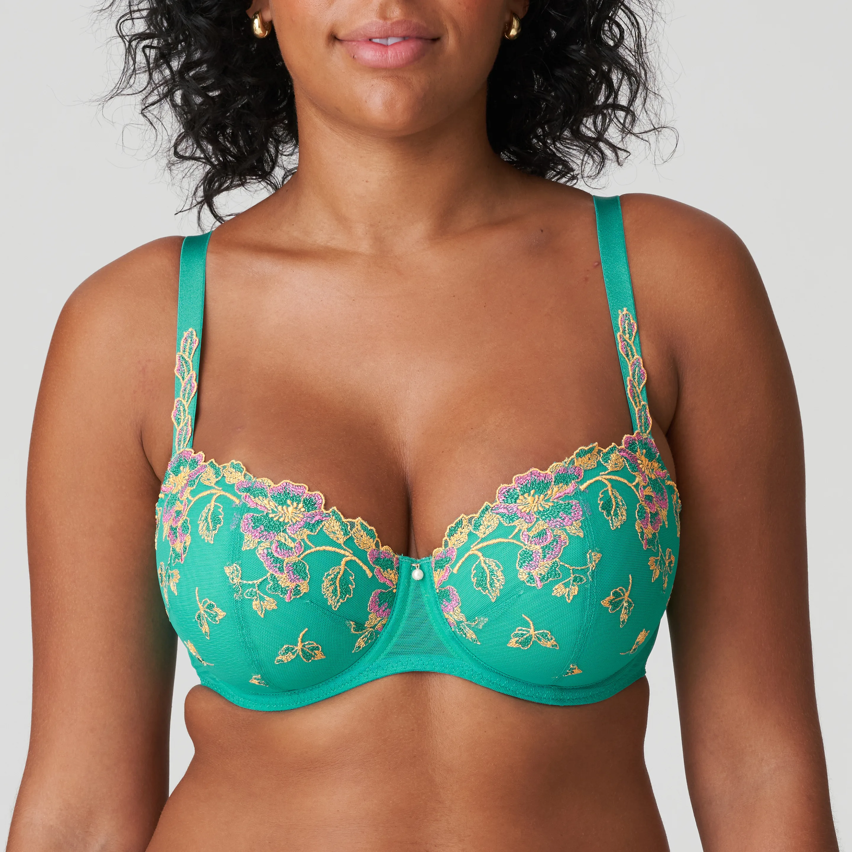 YOURS Plus Size Teal Blue Lace Padded Balcony Bra