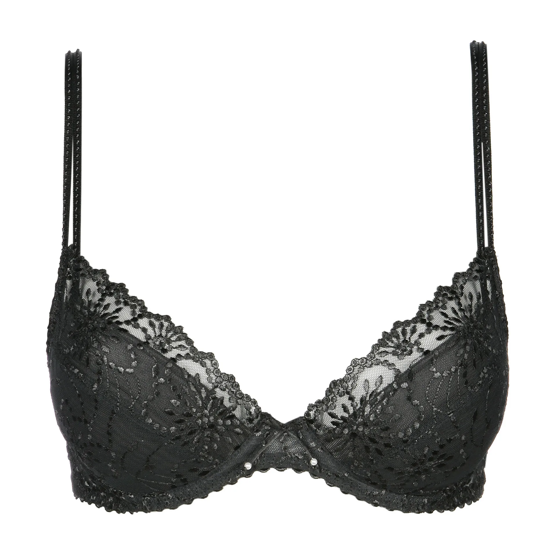Padded Under Wired Push Up Bra with Net Coverage (Black) Fancy Bra