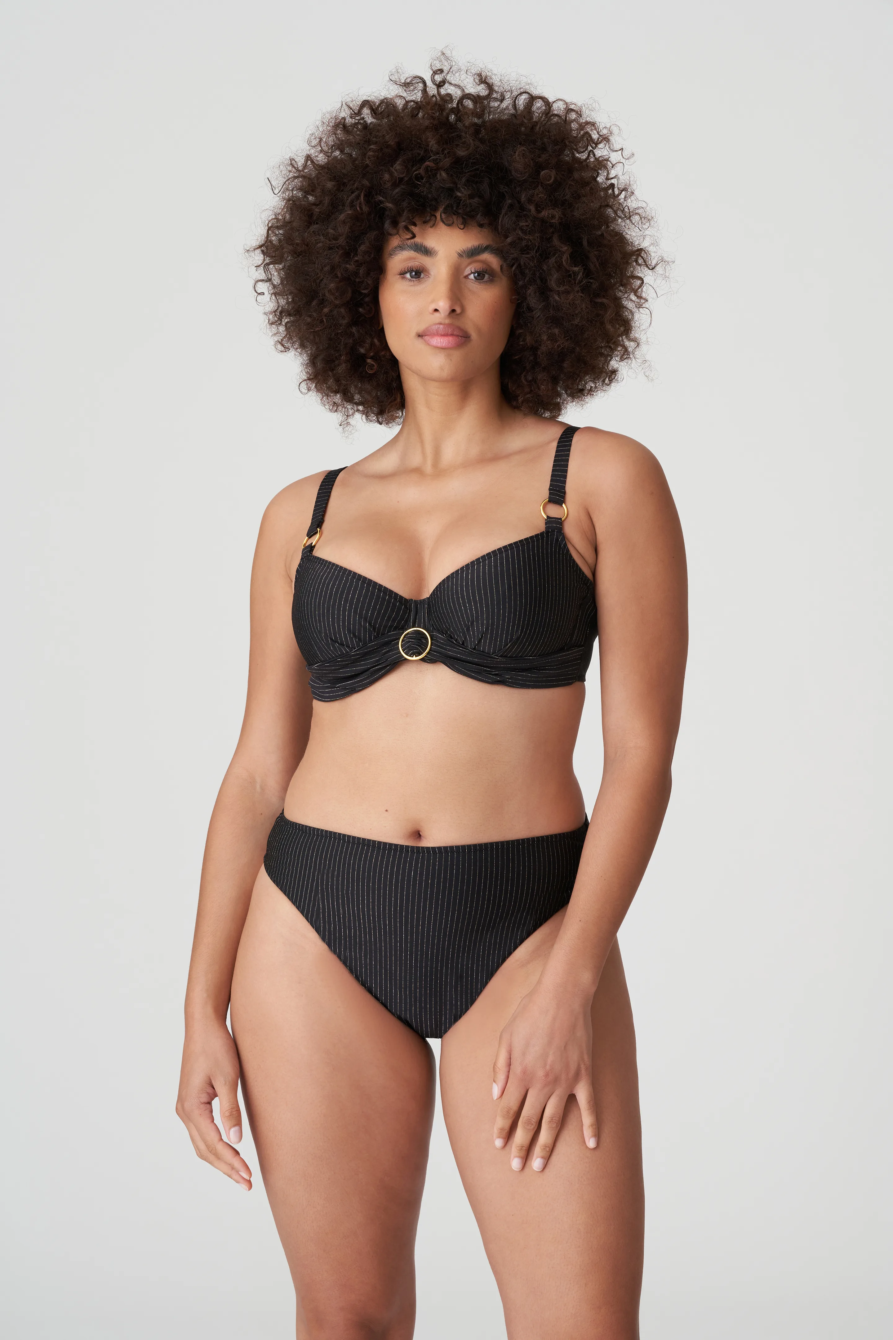 PrimaDonna Swim SOLTA Black half padded plunge bikini top