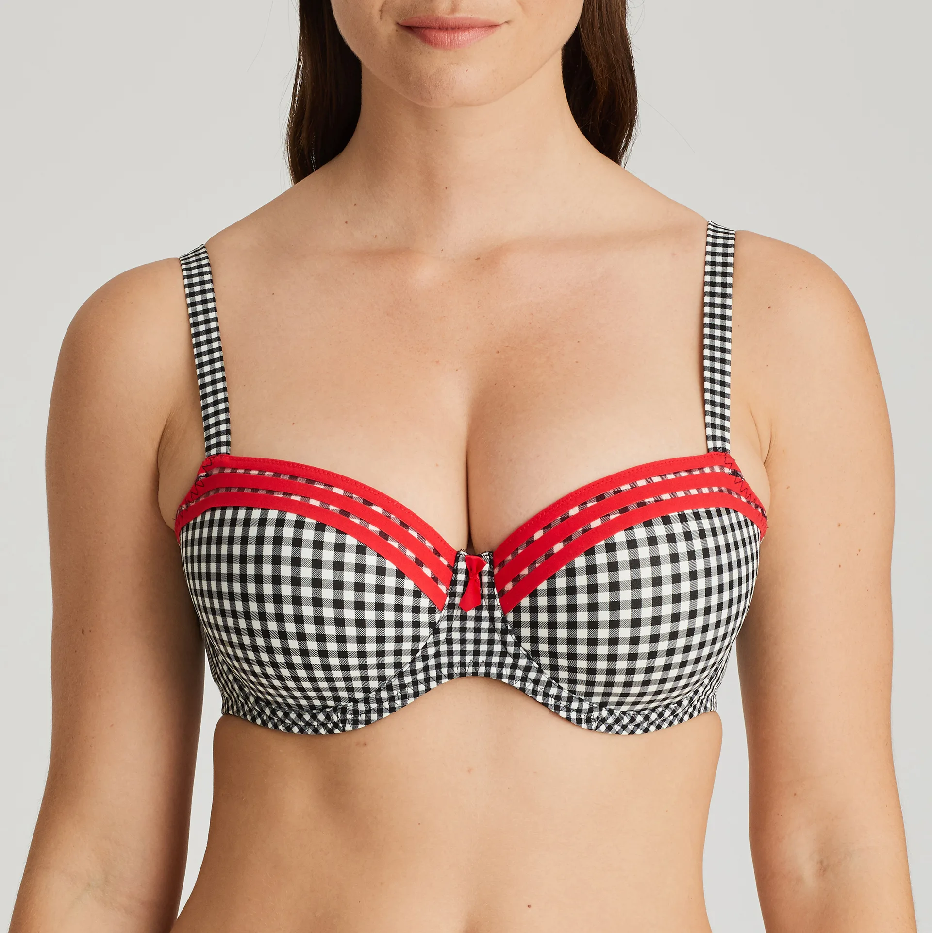 Front Cut Balconette Bra Red