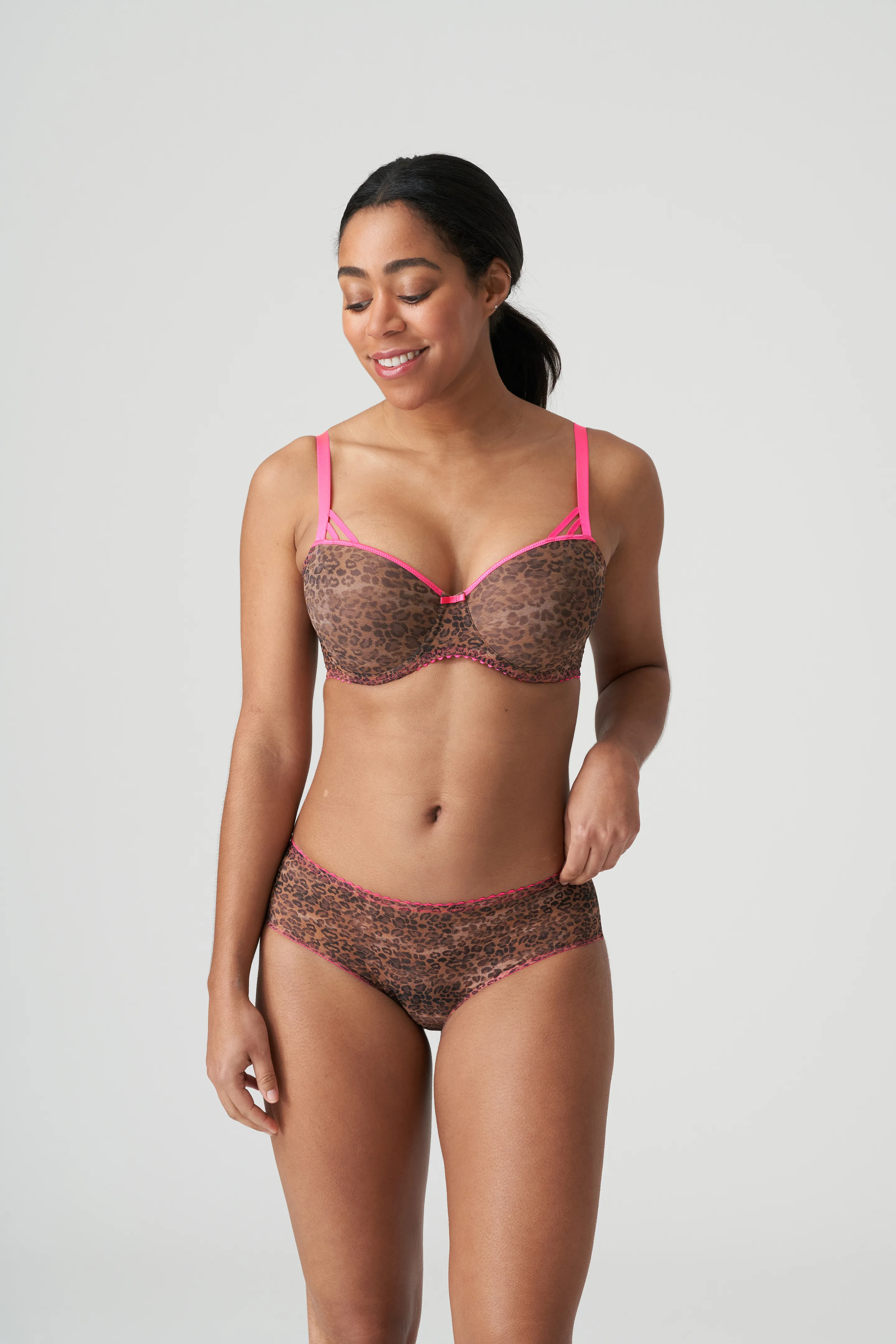 Padded Bra-Buy Tiger Print Non Wired Padded Lace Bra Online