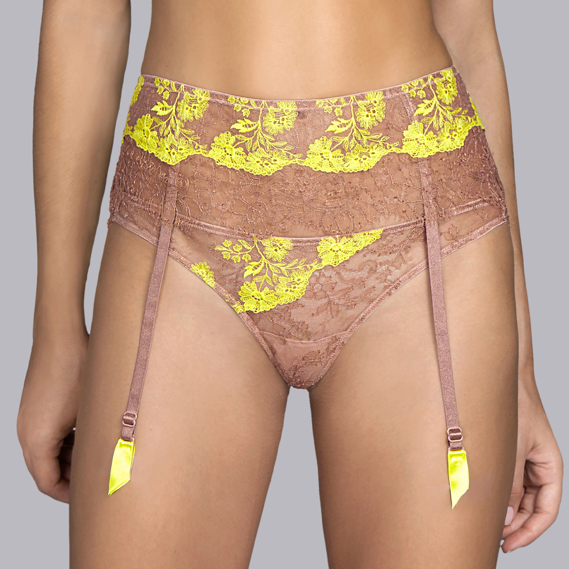 Andres Sarda Georgette Milk Caramel Garter Belt