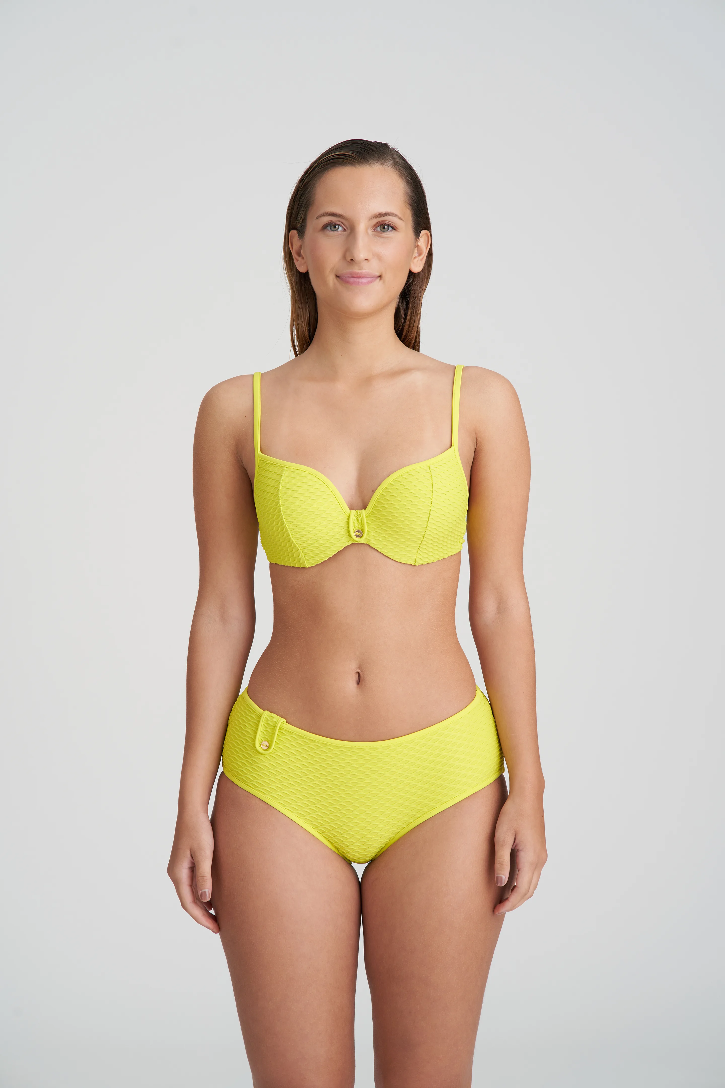Swimwear, Gorgeous Textured Non Padded Plunge Underwire Bikini Top