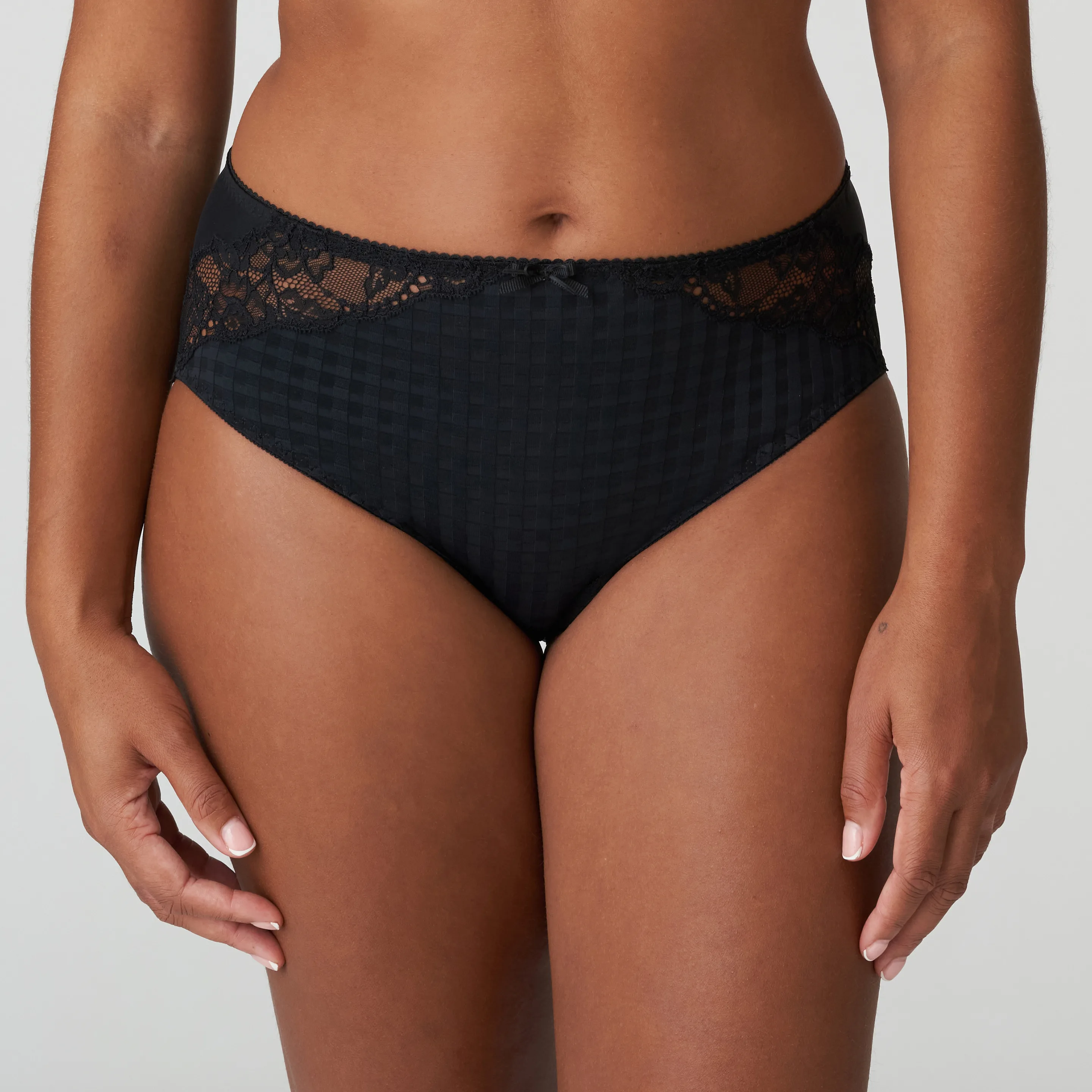 Black Lace Trim High Waist Briefs