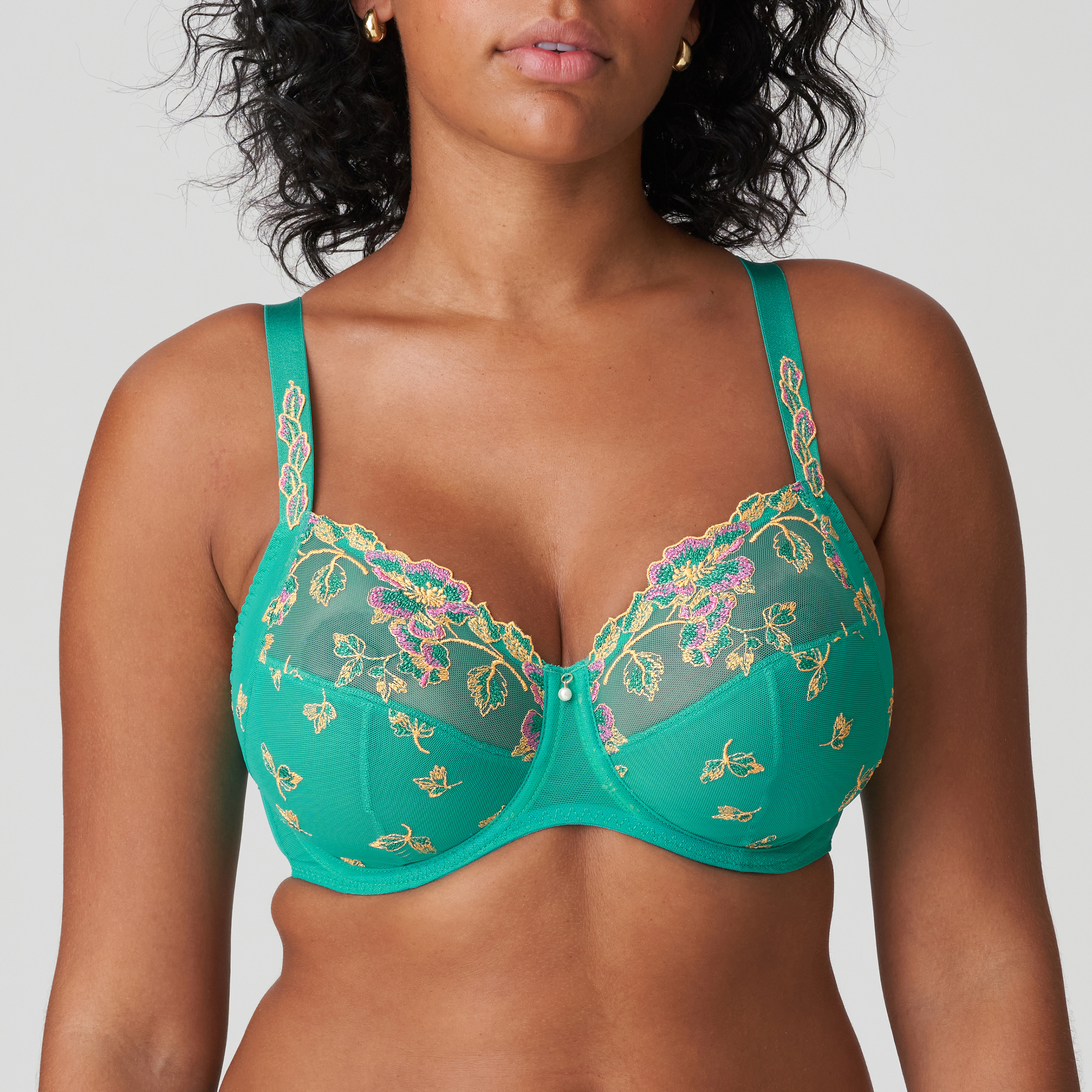 Floral lace full-bust bra