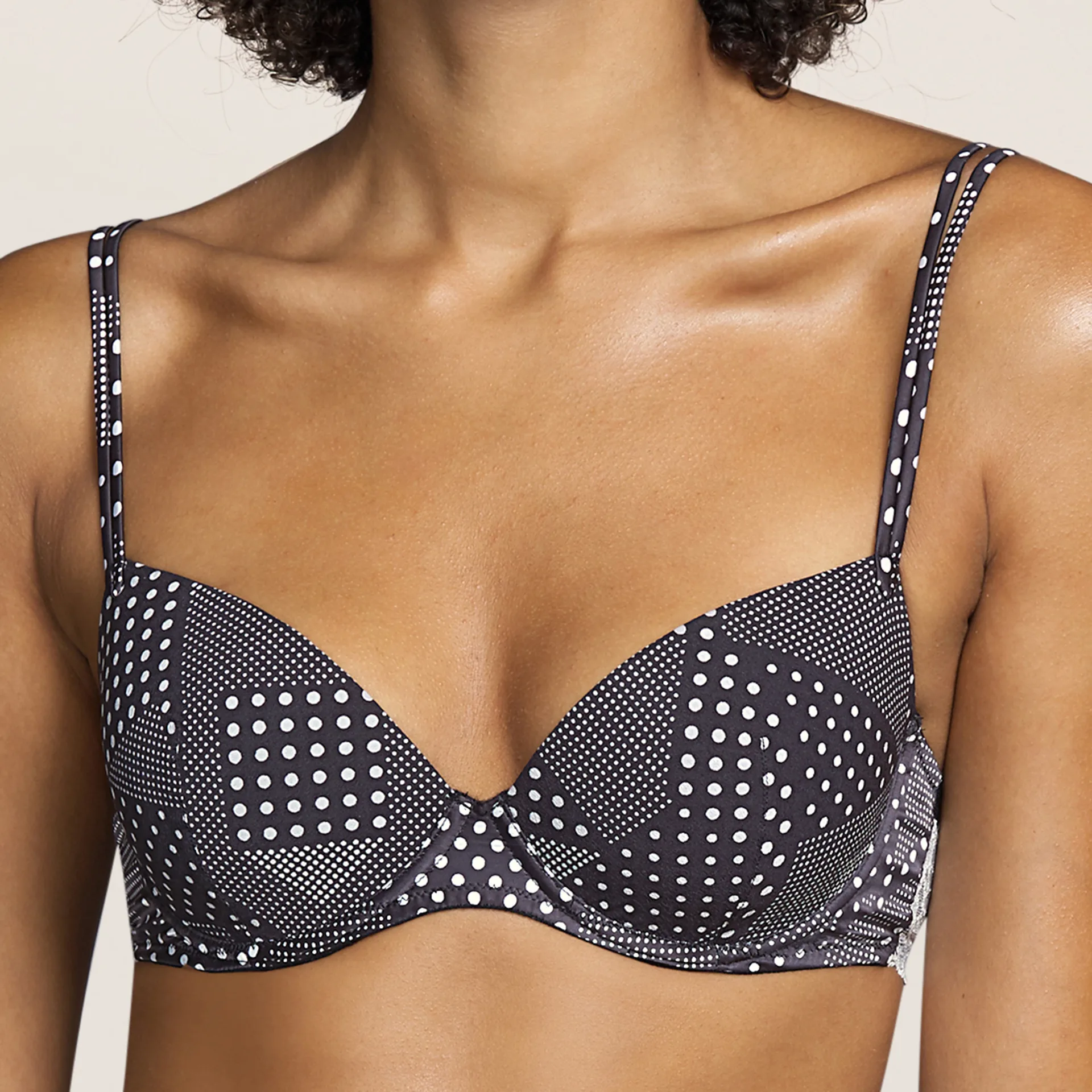 Womens Dot Pattern Padded Full Coverage Bra