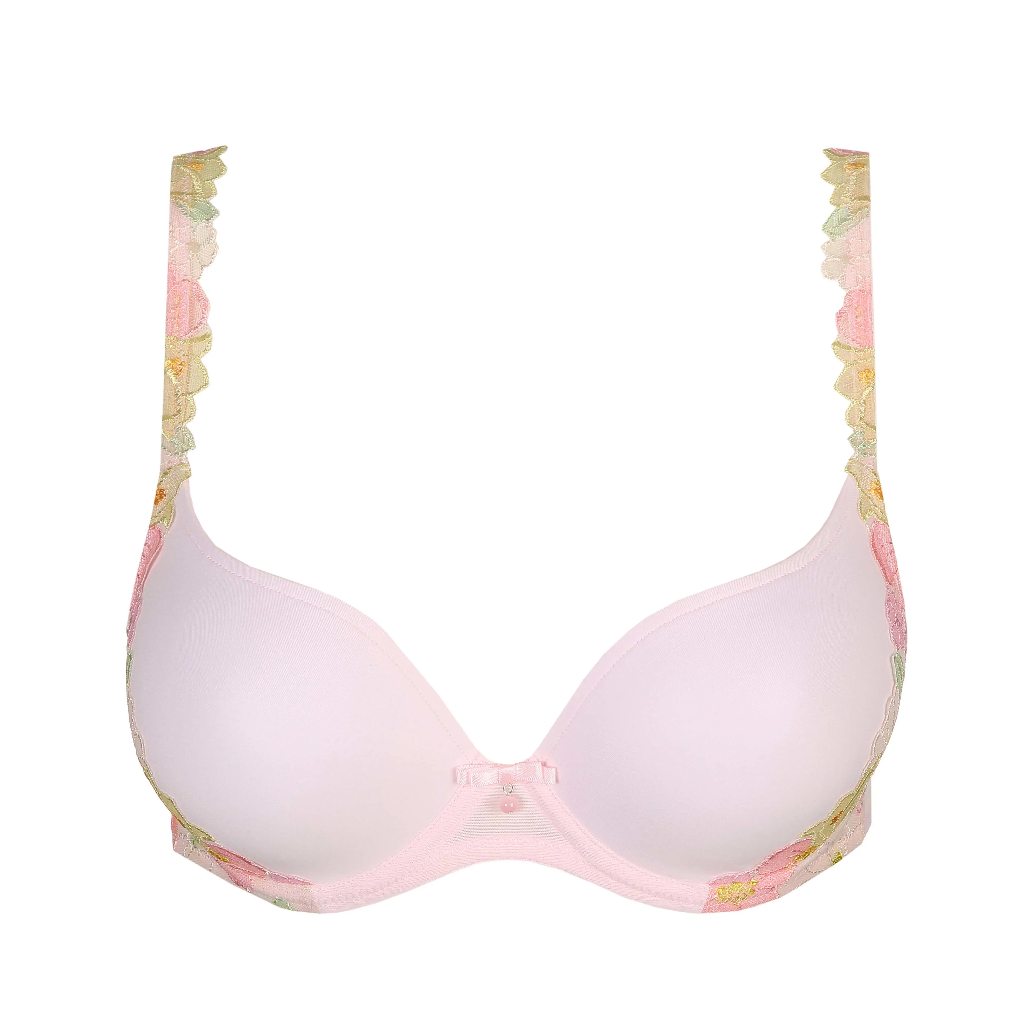 Floral Lace Padded Push-Up Bra, Pink