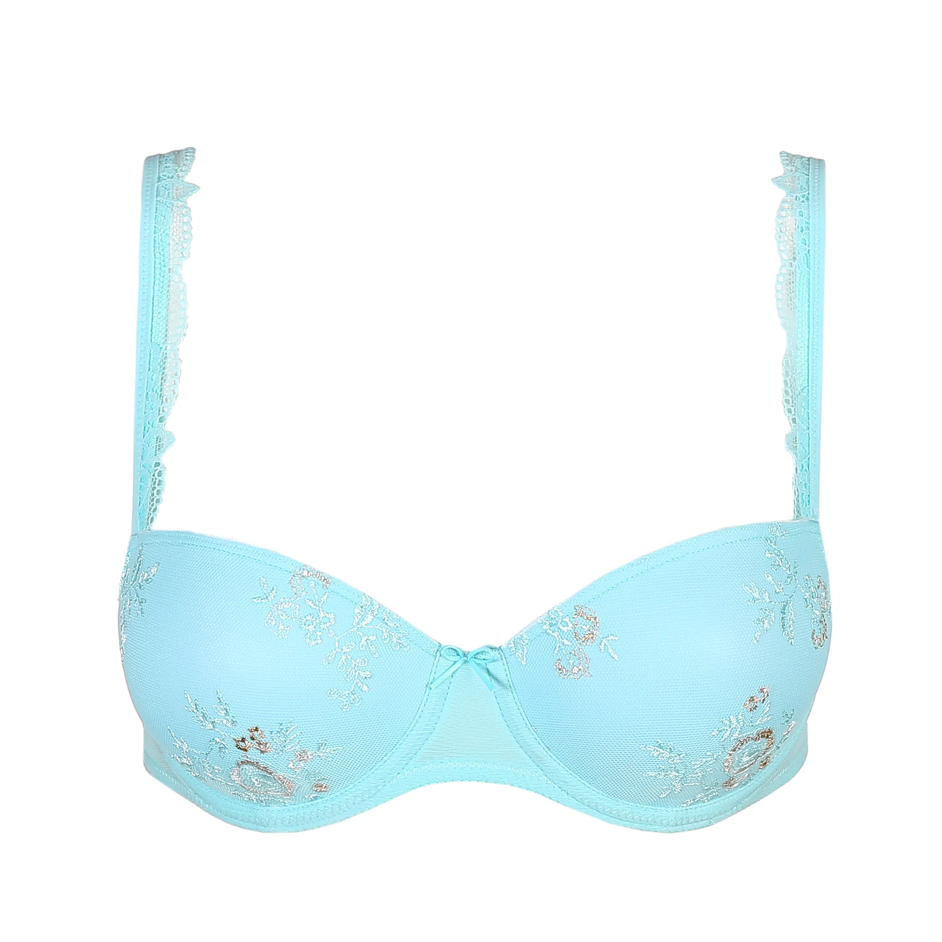 Non-padded underwired lace bra - Light turquoise - Ladies