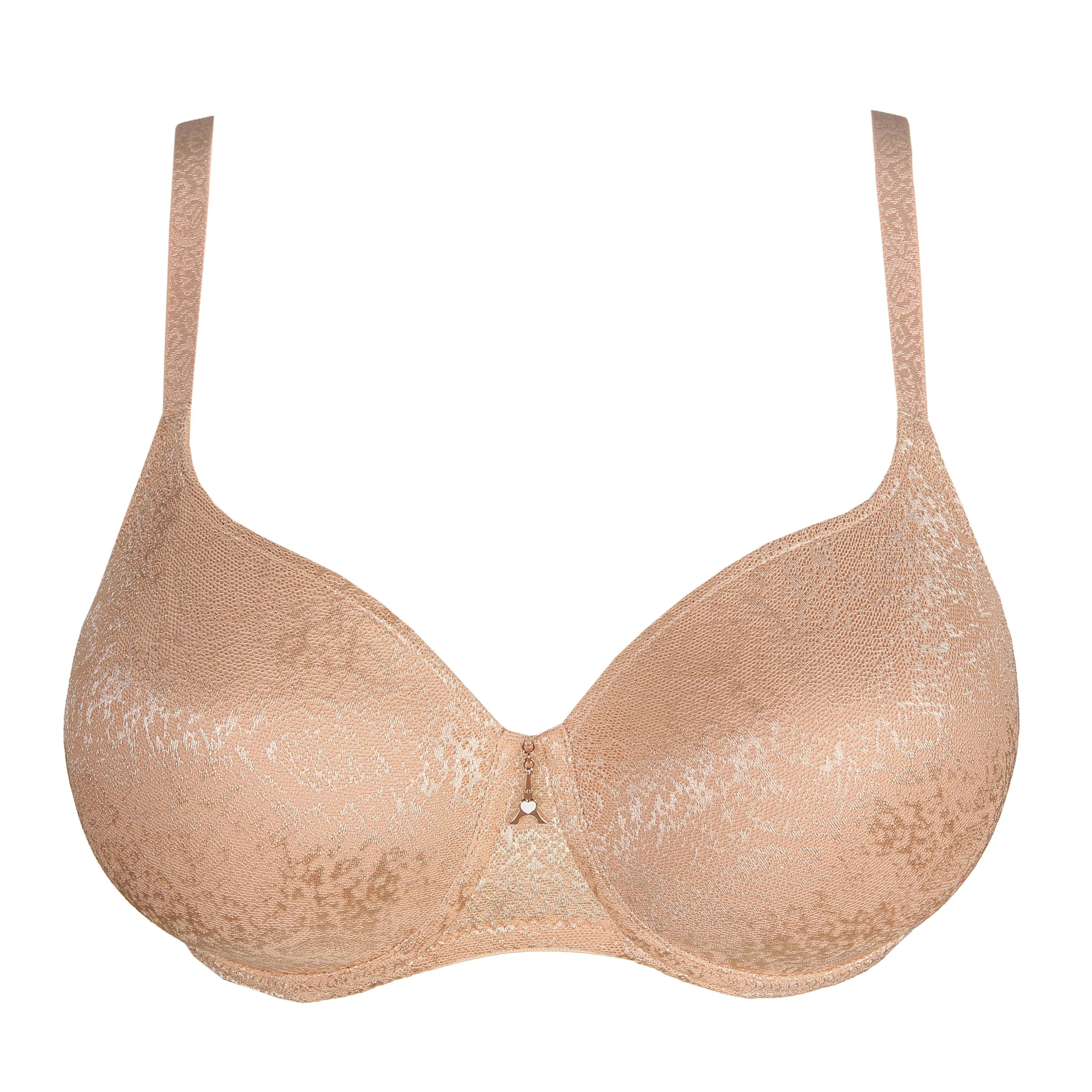 Latte-coloured underwired non-padded bra