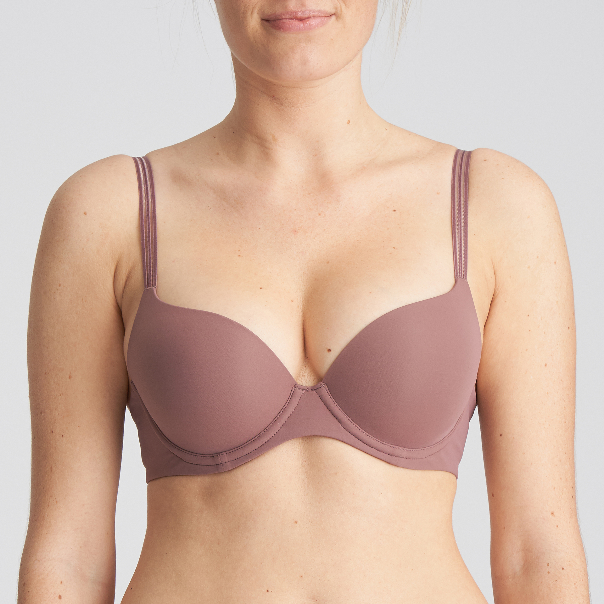 Padded bra without underwire satin tulle Poivre Glowy Story