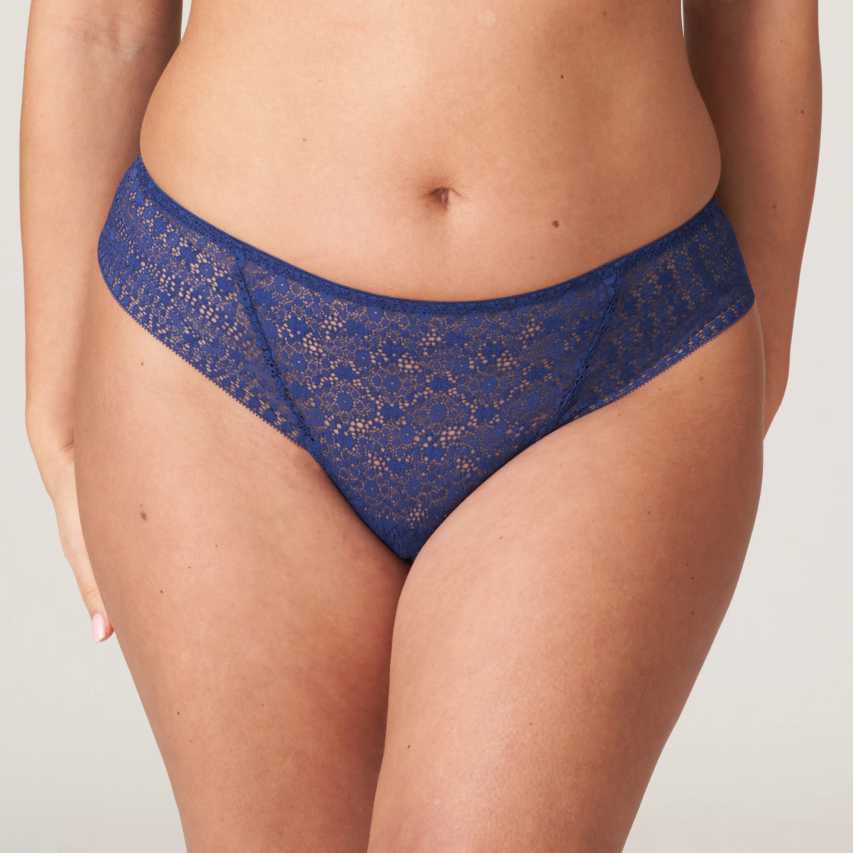 Plus Size Lace And Net High Waisted Thong