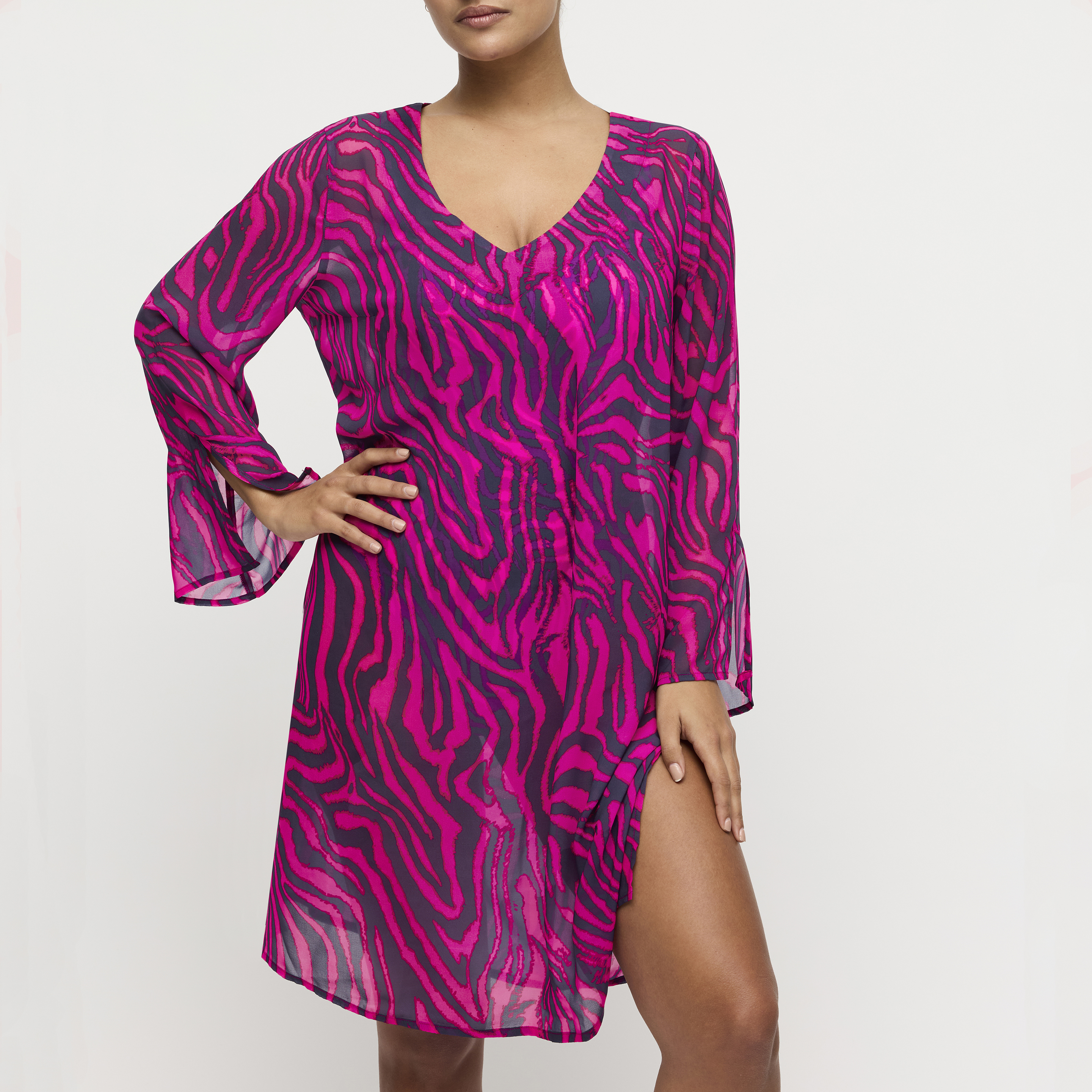 strapless open back dress Pink & White Zebra Midi Dress – Read My Lips Boutique