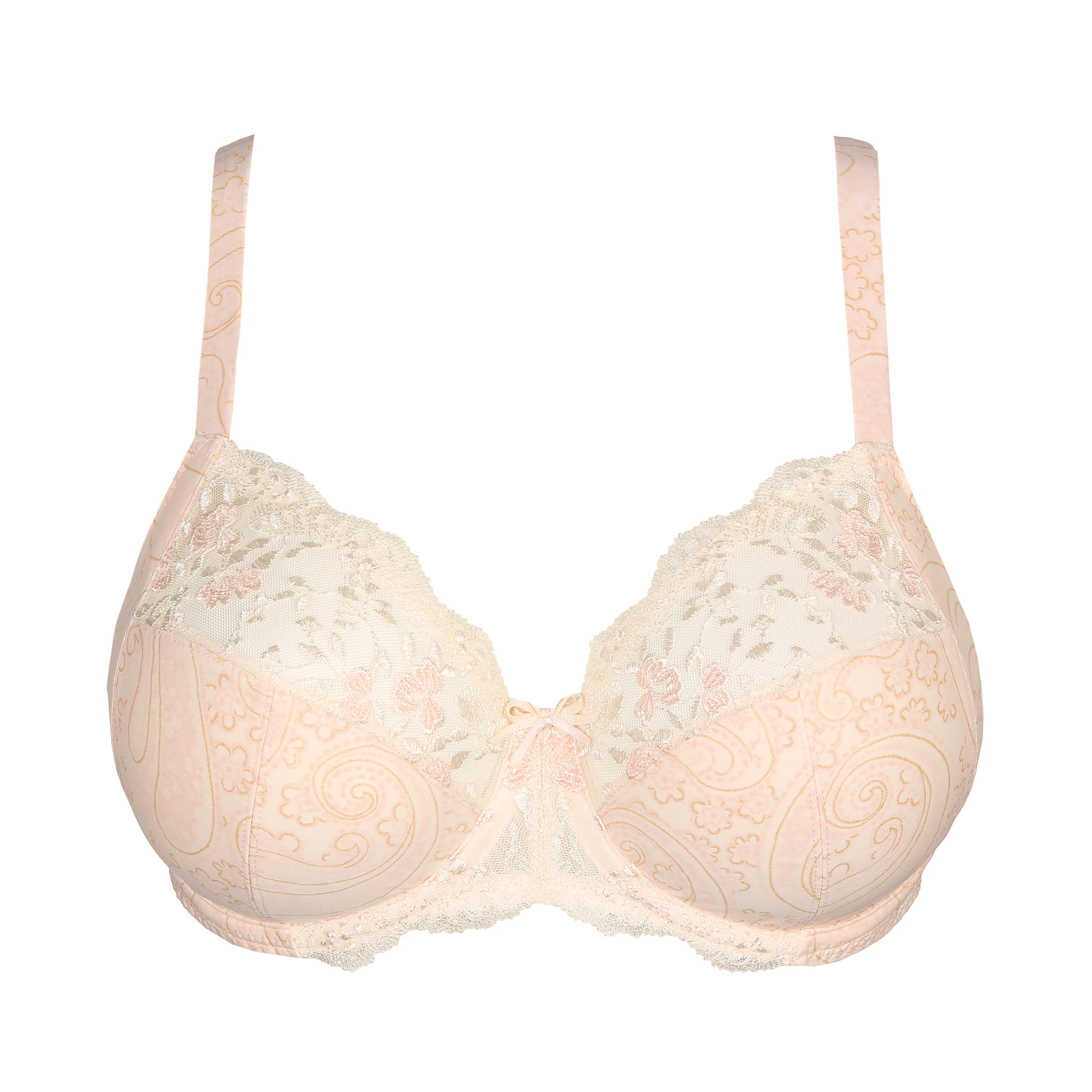 Polyester Women Beige Full Coverage Lightly Padded Lace Bra, Being