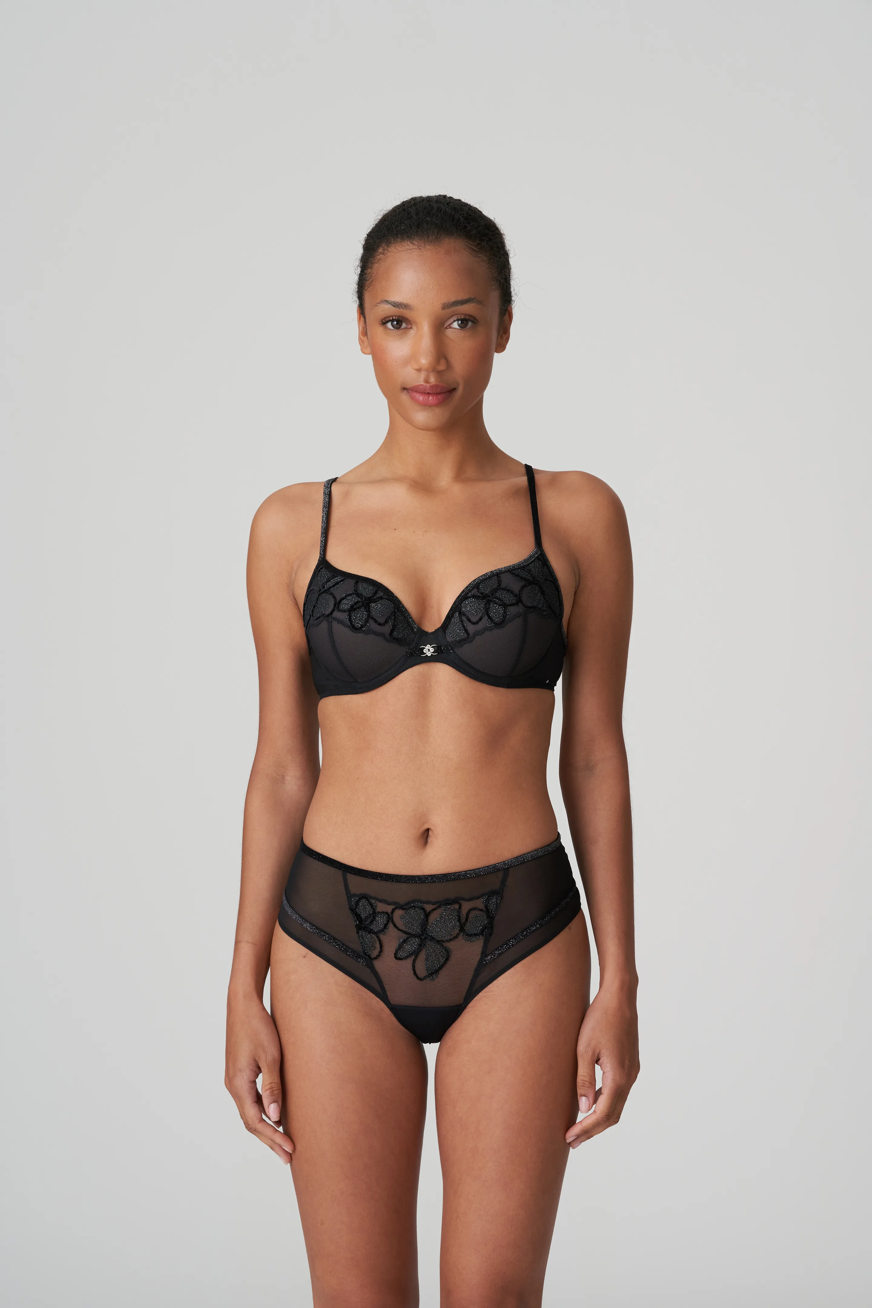 Black Raised Quilted Bra