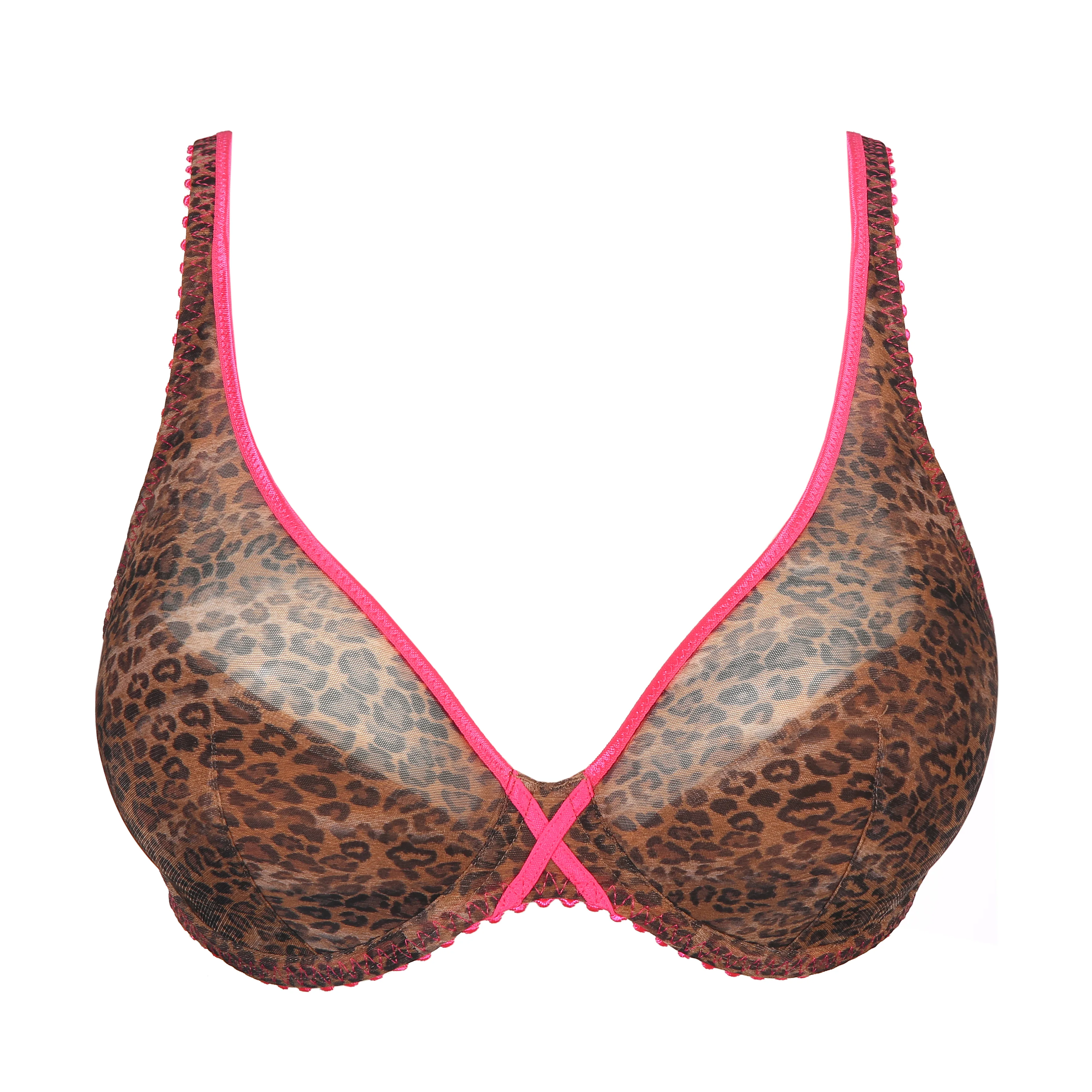 PrimaDonna Twist Cafe Plume padded balcony wire bra C-H cup, color cheetah  - order in online shop