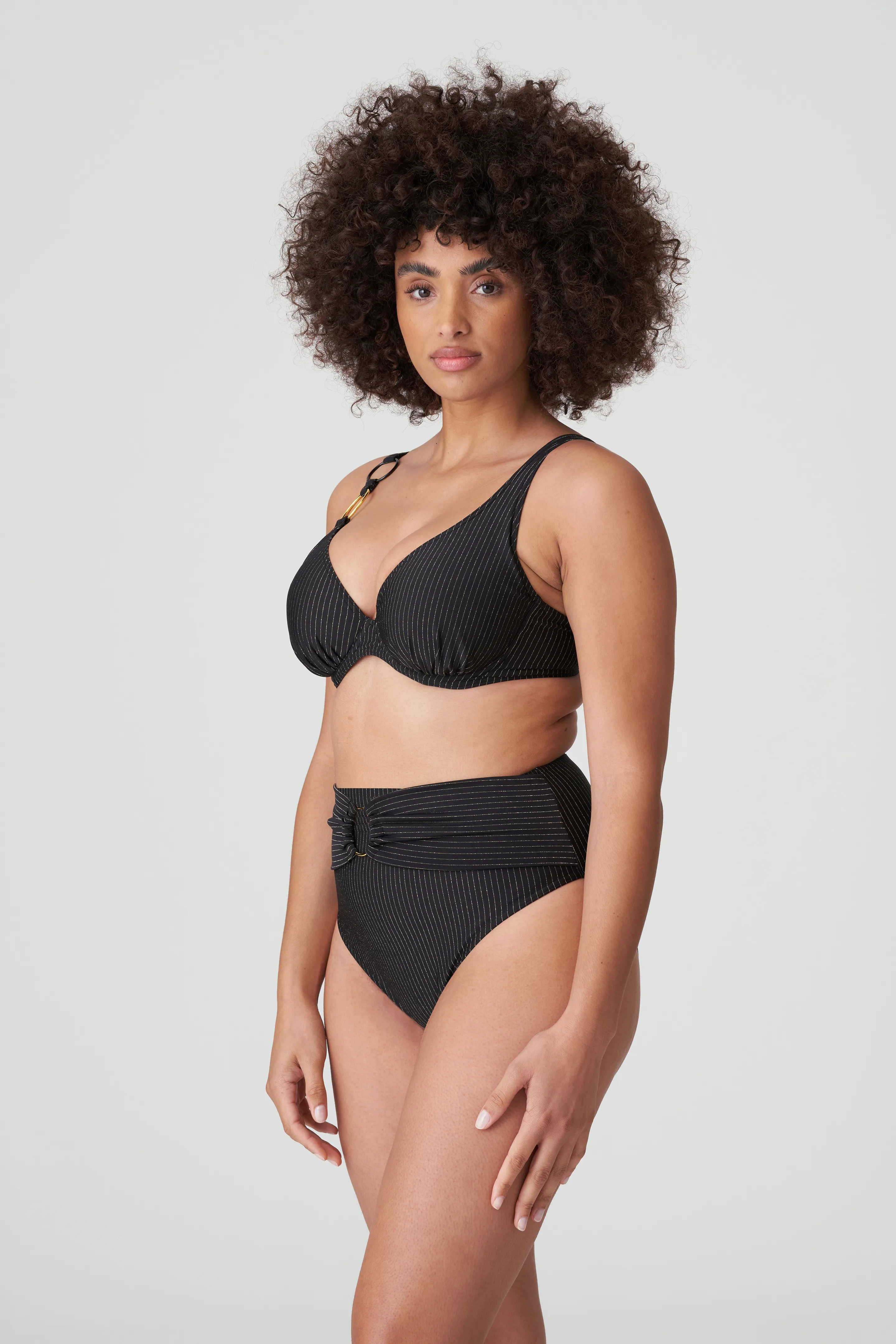 PrimaDonna Swim SOLTA Black half padded plunge bikini top
