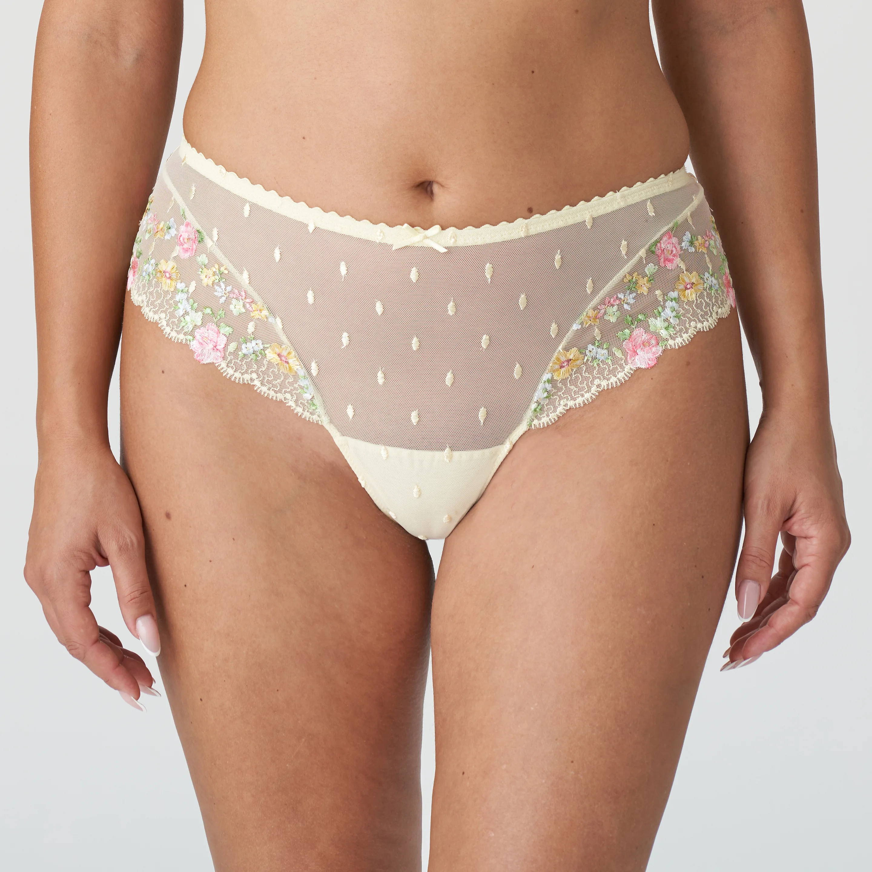High-Waisted Polka Dot Tulle and Lace French Knickers 