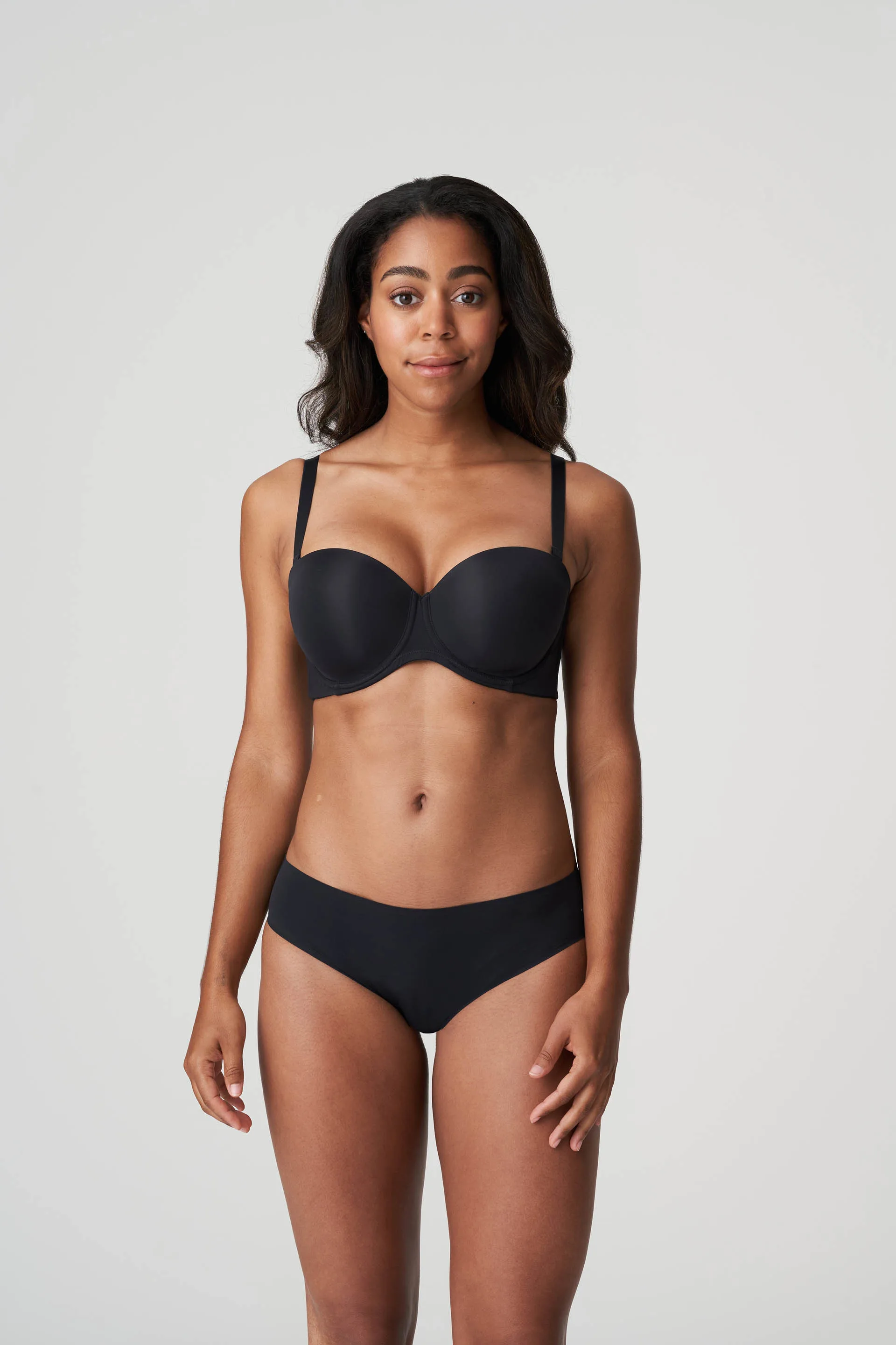 Buy Basic Non Wire Strapless Padded Half Cup Bra - Black Online