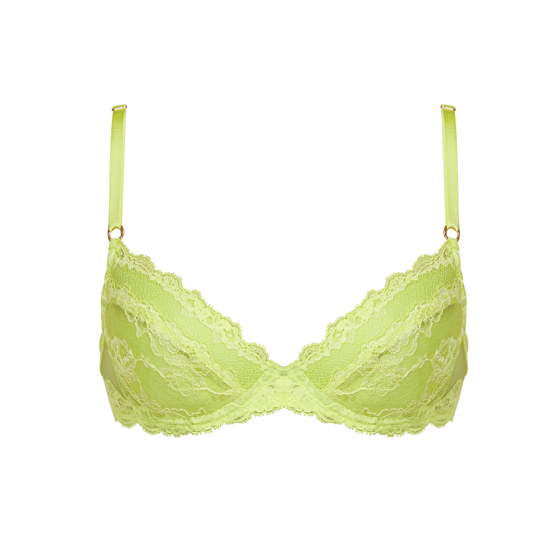 Bra, Underwired Pushup Lacy Neon Green