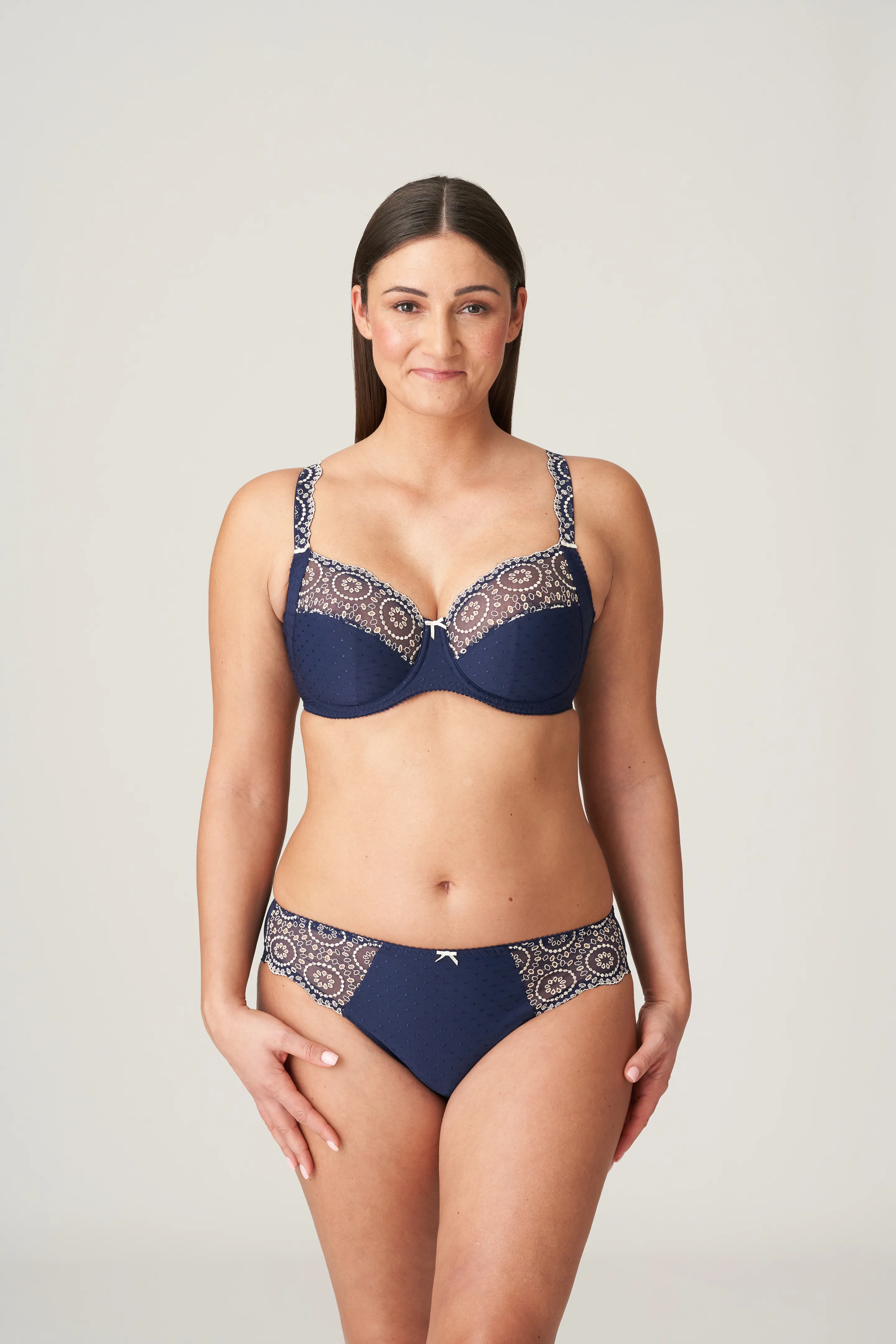 Embroidered Half-transparent Soft Cup And Underwire Bra Set