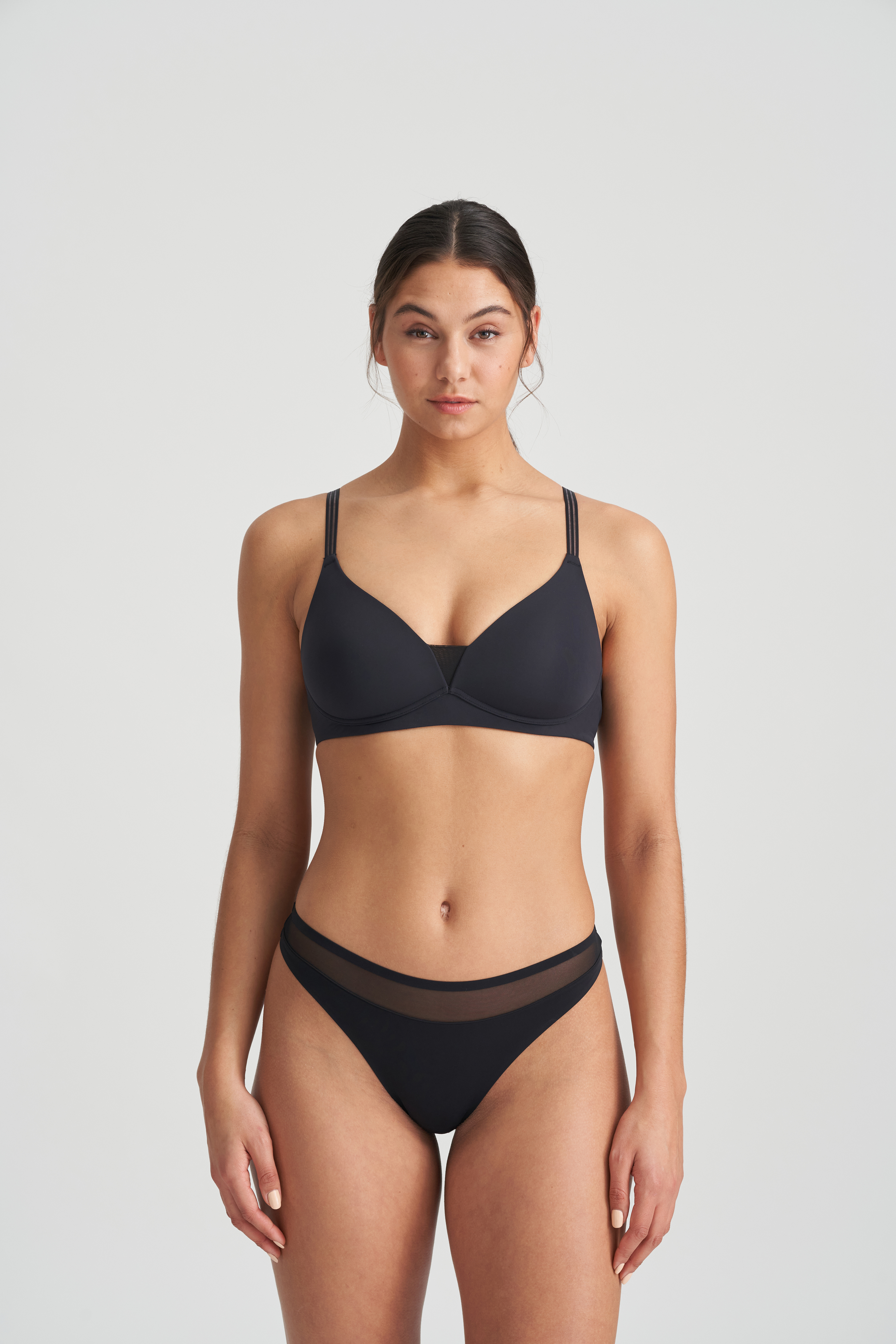 Buy Pour Moi Black Padded Flora Push Up Underwired Bra from