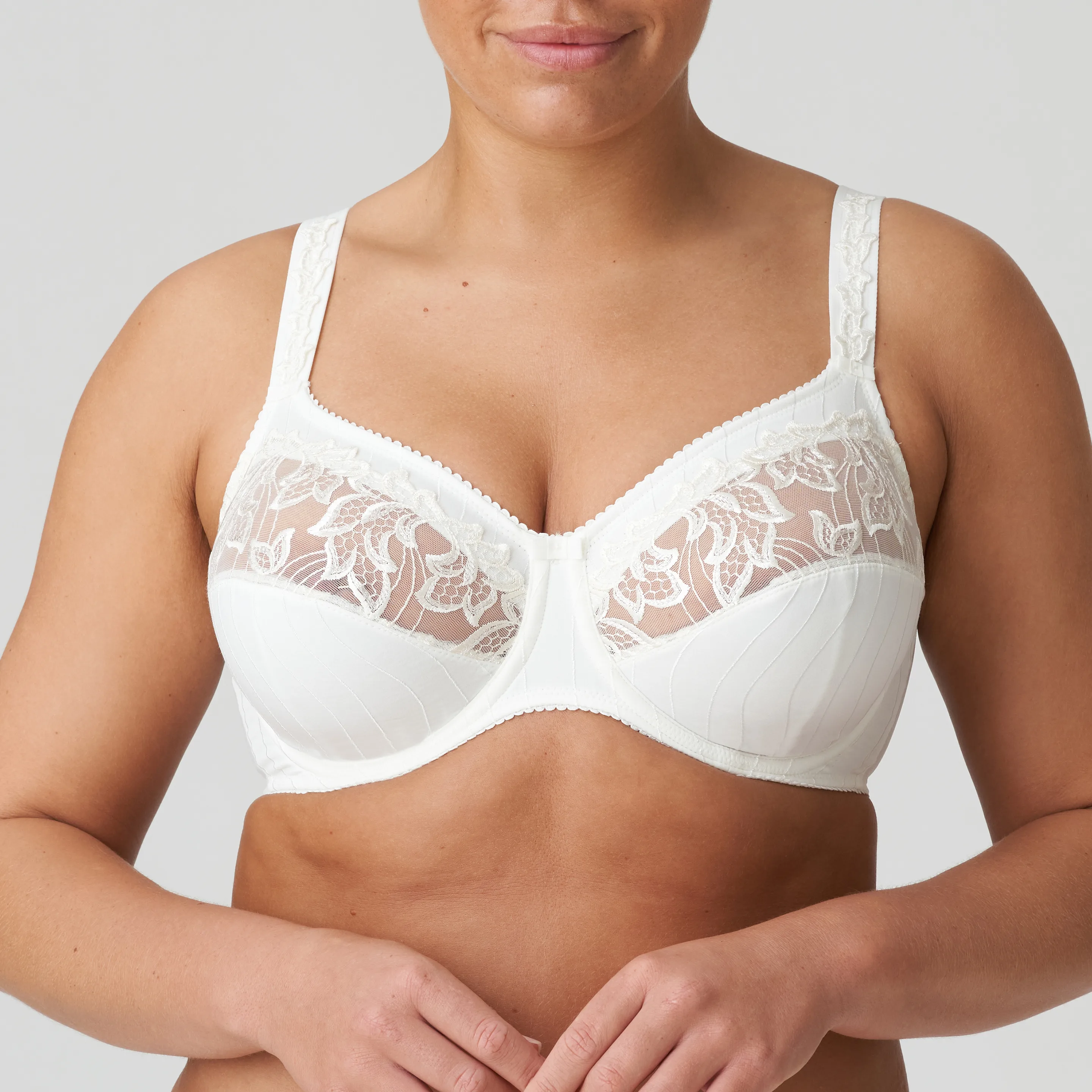 Buy DD-GG White Recycled Lace Comfort Full Cup Bra 40G, Bras