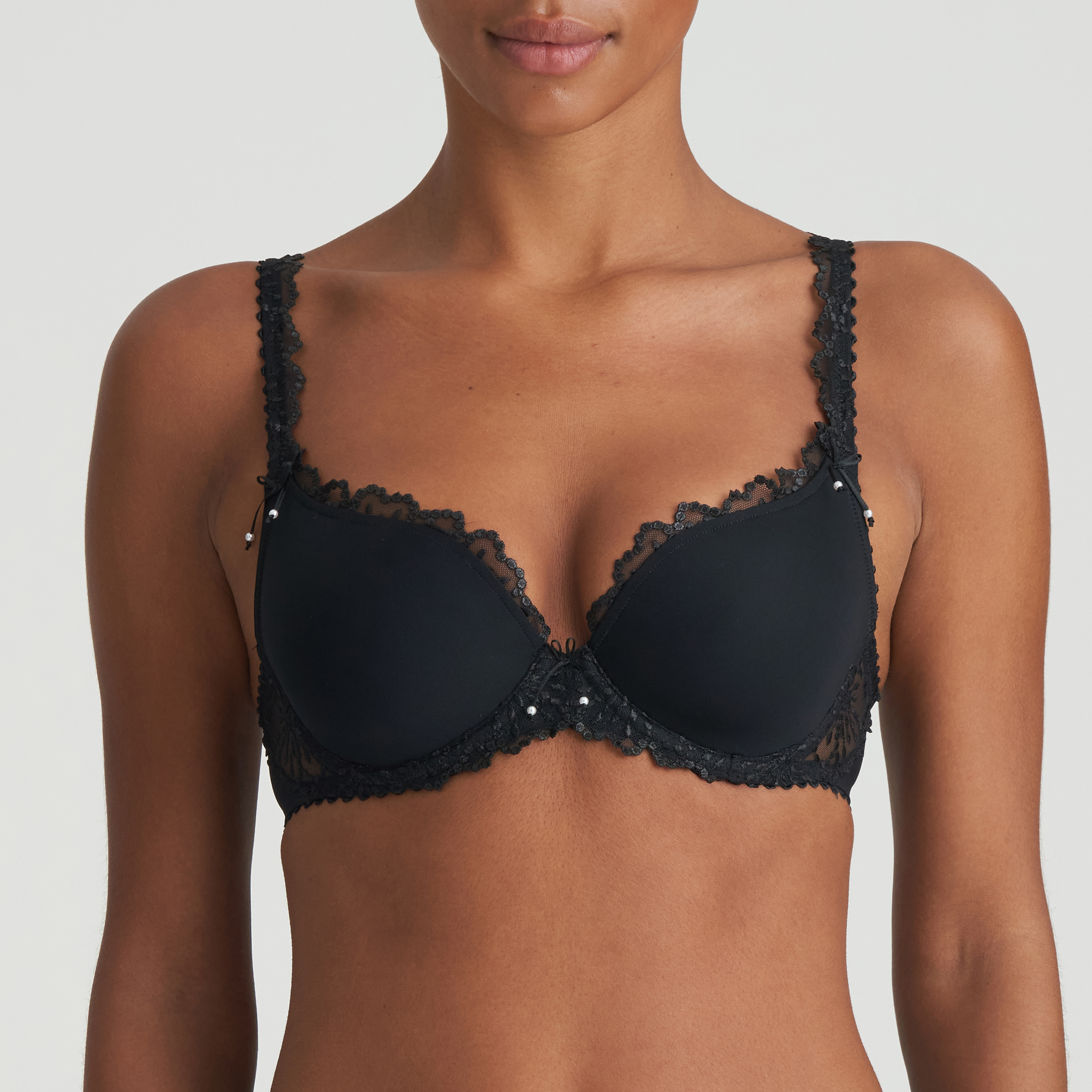 Black/White - Jodie Floral Embroidered Padded Bra - – BB Store
