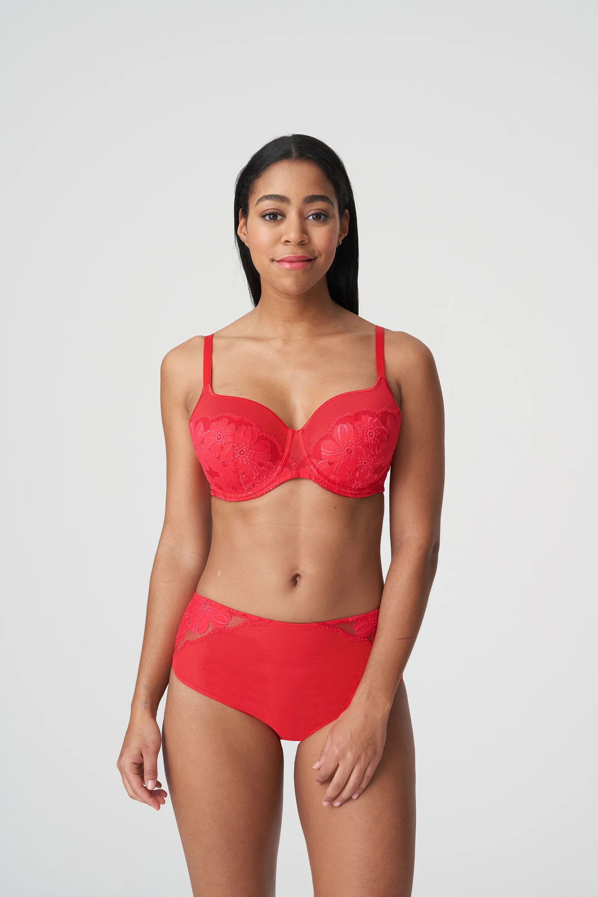 Plus Mesh Heart Bra and Knickers Set