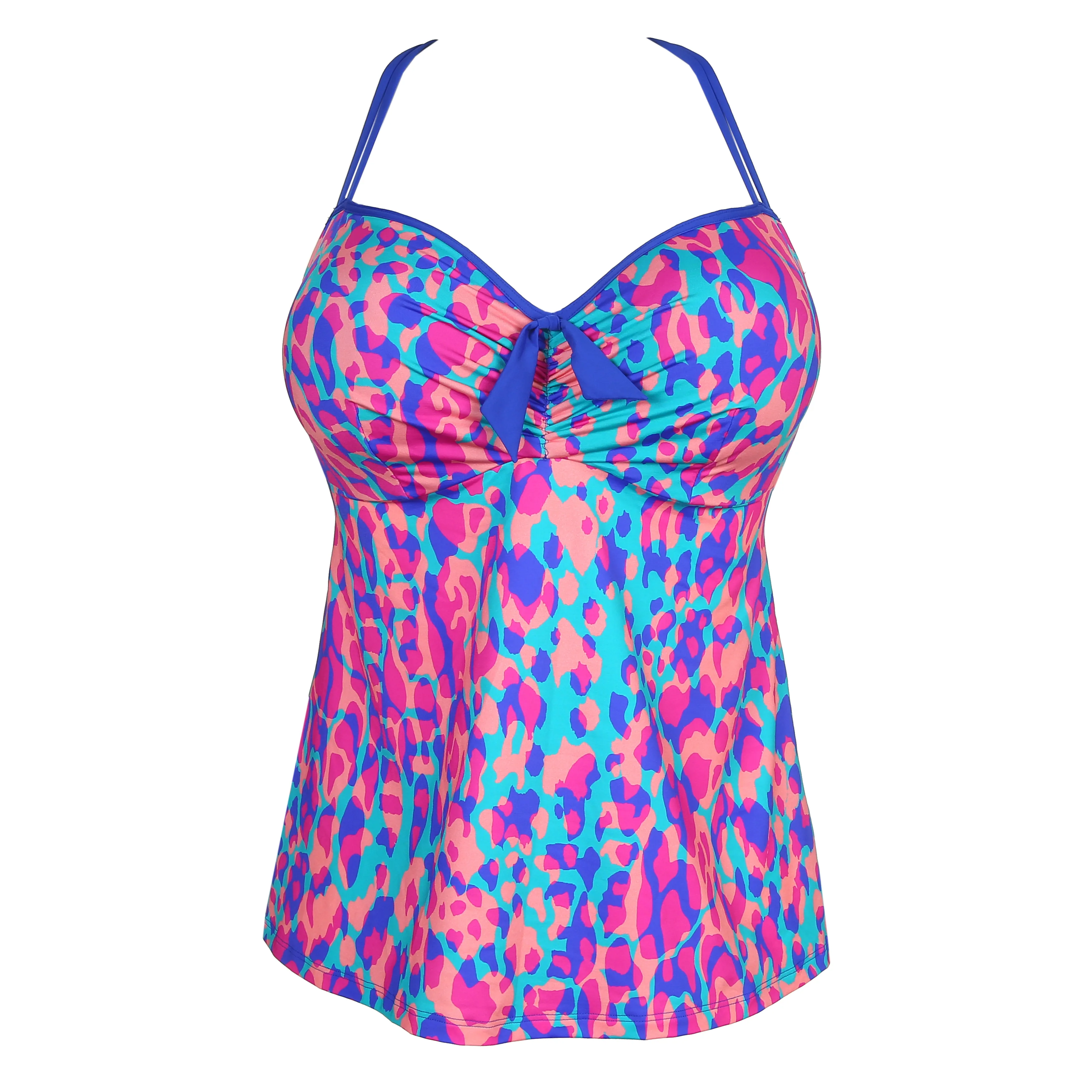 Tankini Tops Plus Sizeplus Size Wire-free Tankini Swimsuit Set - High  Waist Bikini With Pad